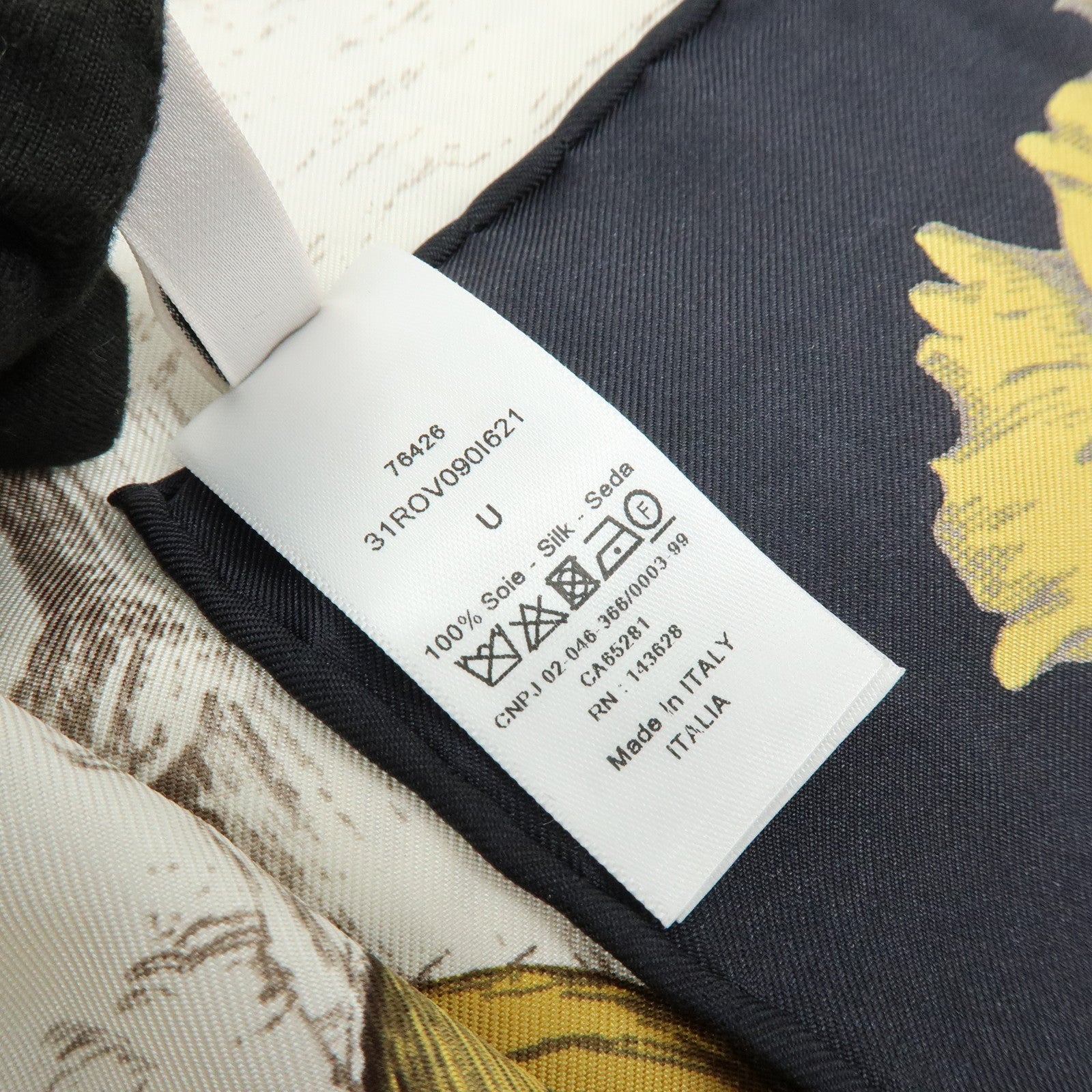 Christian Dior SQUARE Silk 100% Scarf Ivory Gold Black