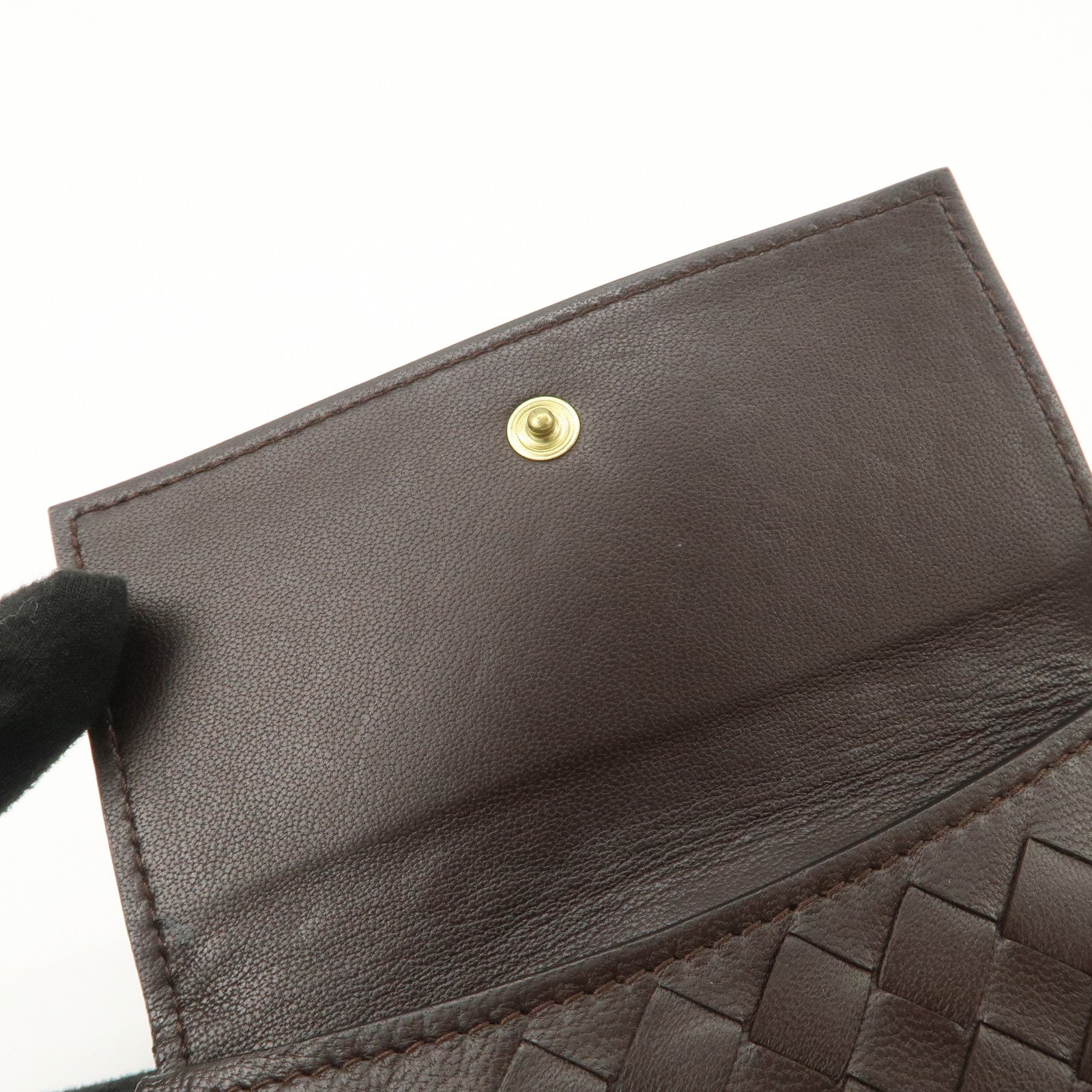 Bottega Veneta Intrecciato Leather Bi-fold Comact Wallet Brown