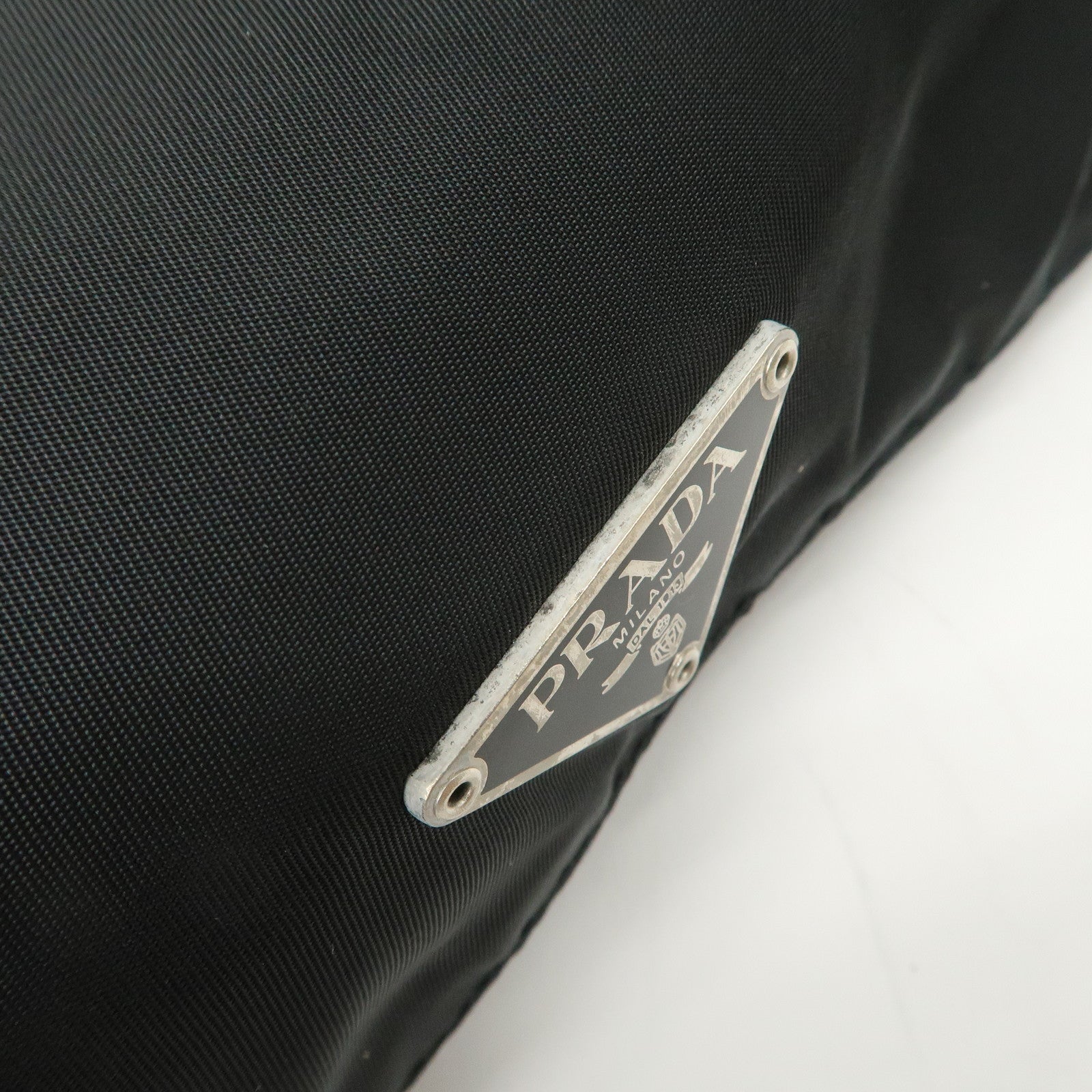 PRADA Triangle Logo Nylon Leather Shoulder Bag Crossbody Bag Black