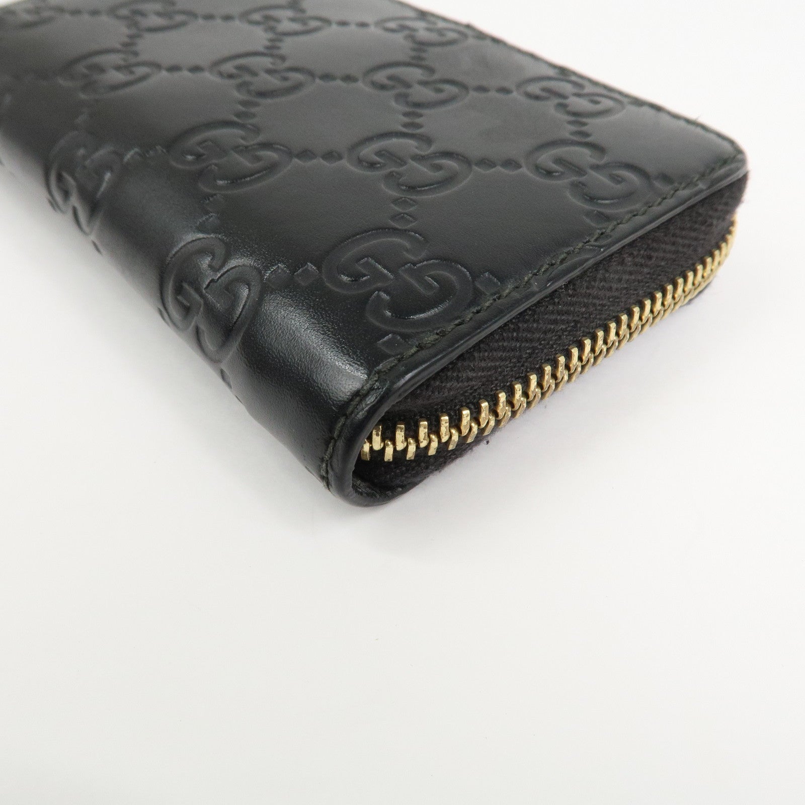 GUCCI Guccissima Leather Card Case Card Holder Black 447939