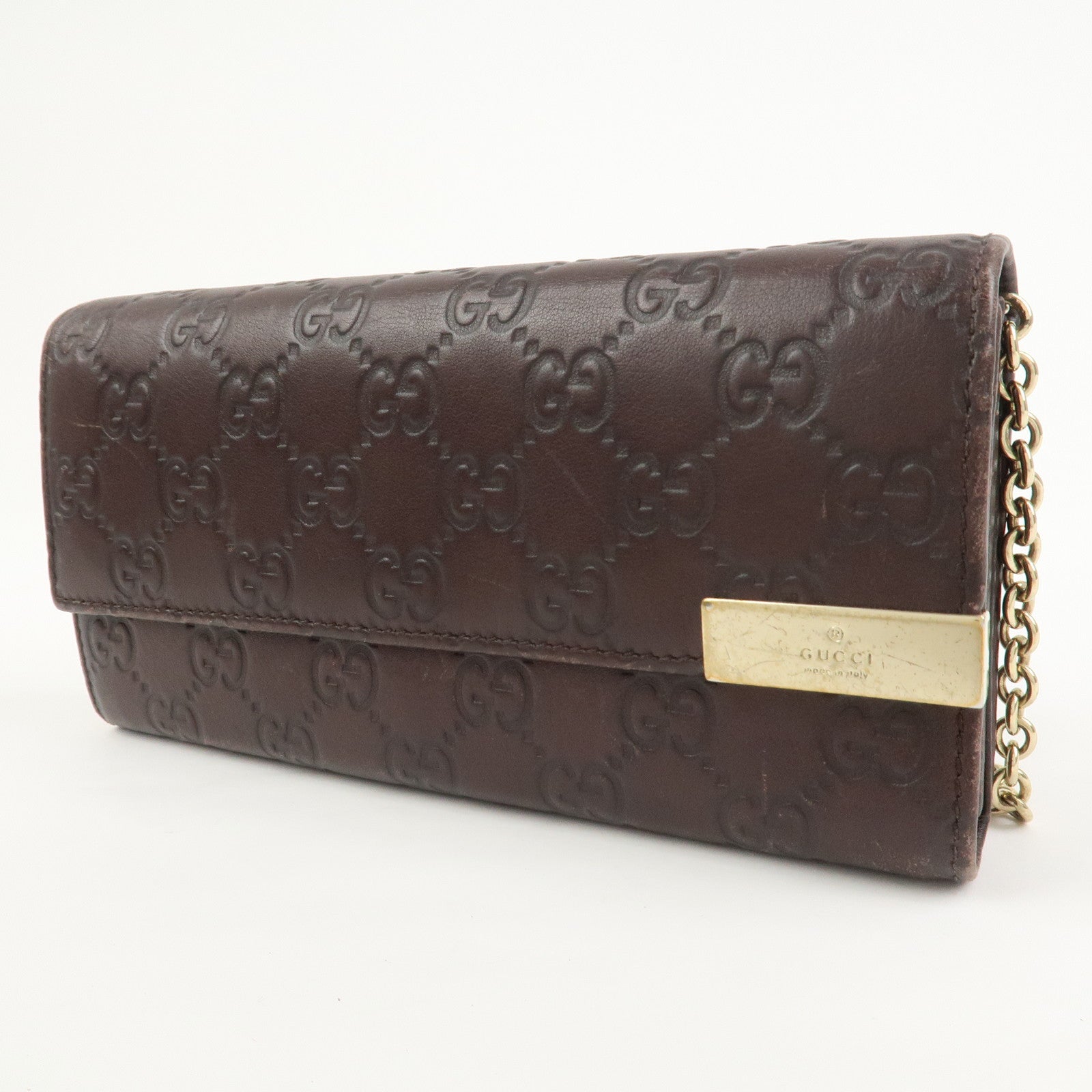 GUCCI Guccissima Leather Chain Strap Long Wallet Hand Bag 269541