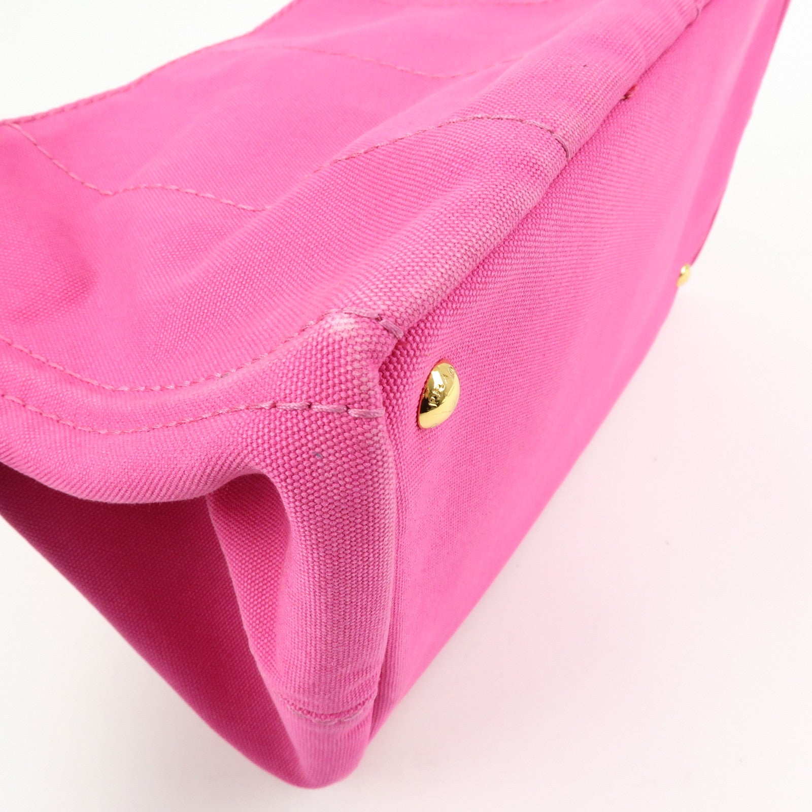 PRADA Triangle Logo Canapa Canvas Hand Bag Tote Bag Pink BN1872