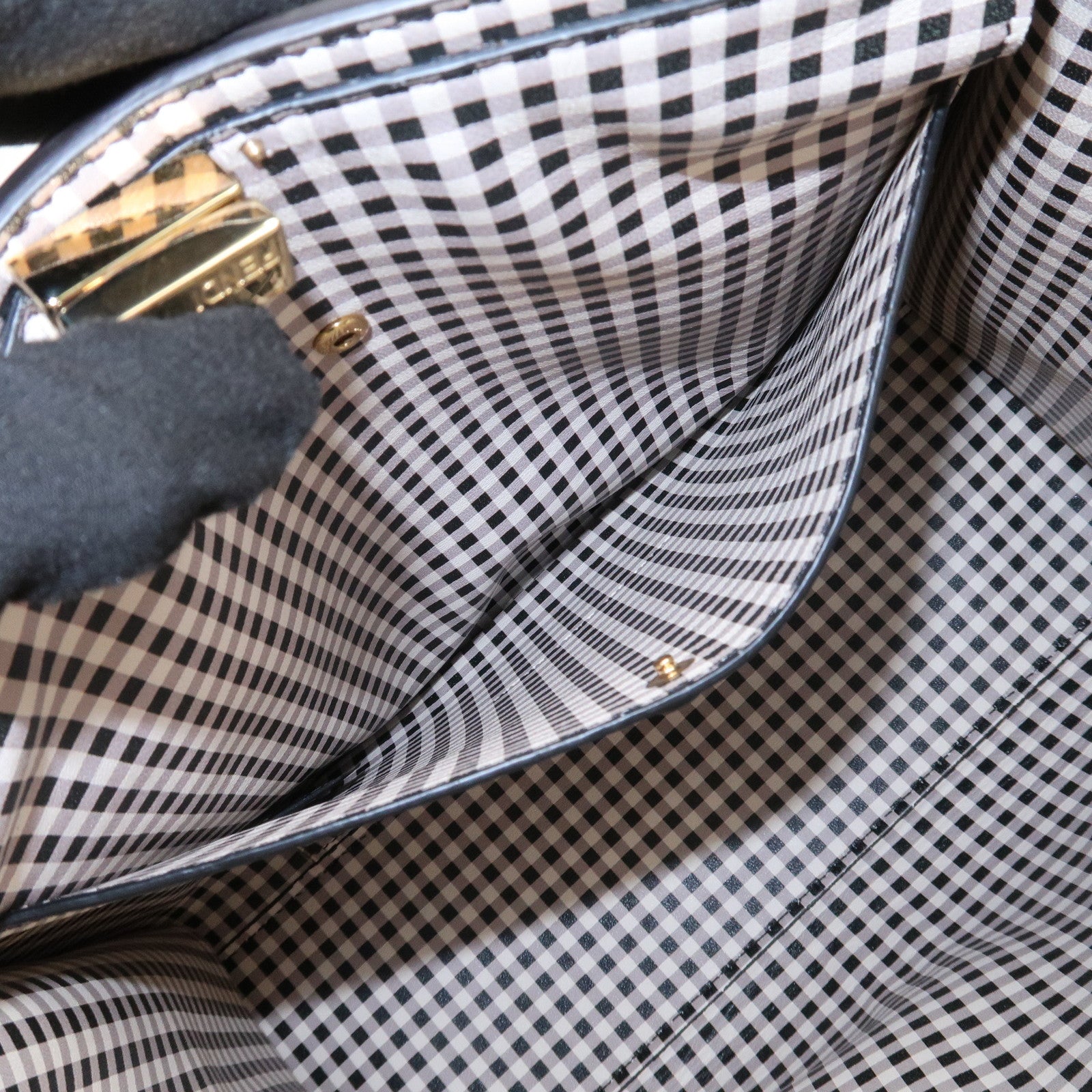 FENDI Peekaboo X Lite Leather 2Way Bag Shoulder Bag Brown 8BN310