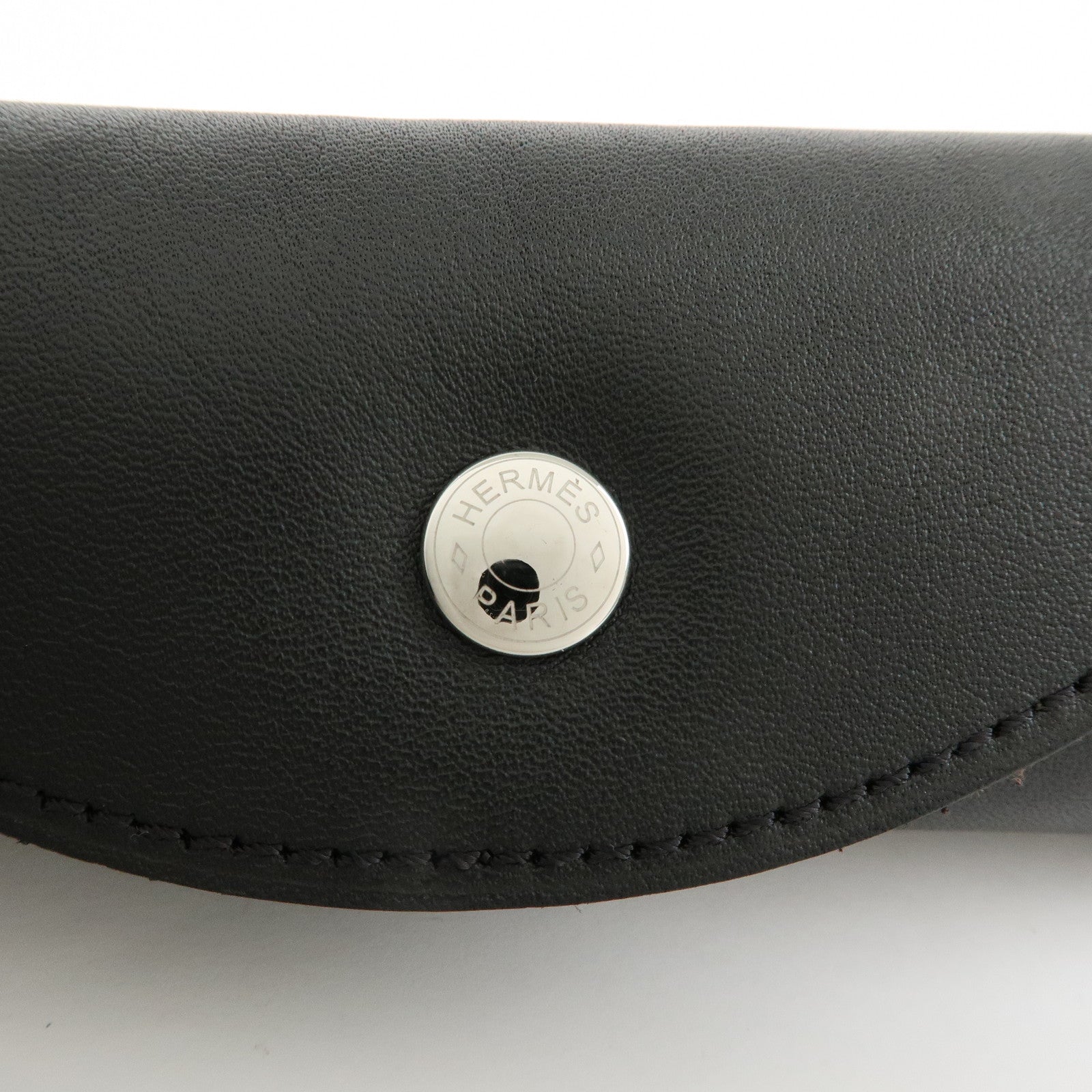 HERMES Leather Fur Shoes Polishing Glove Black