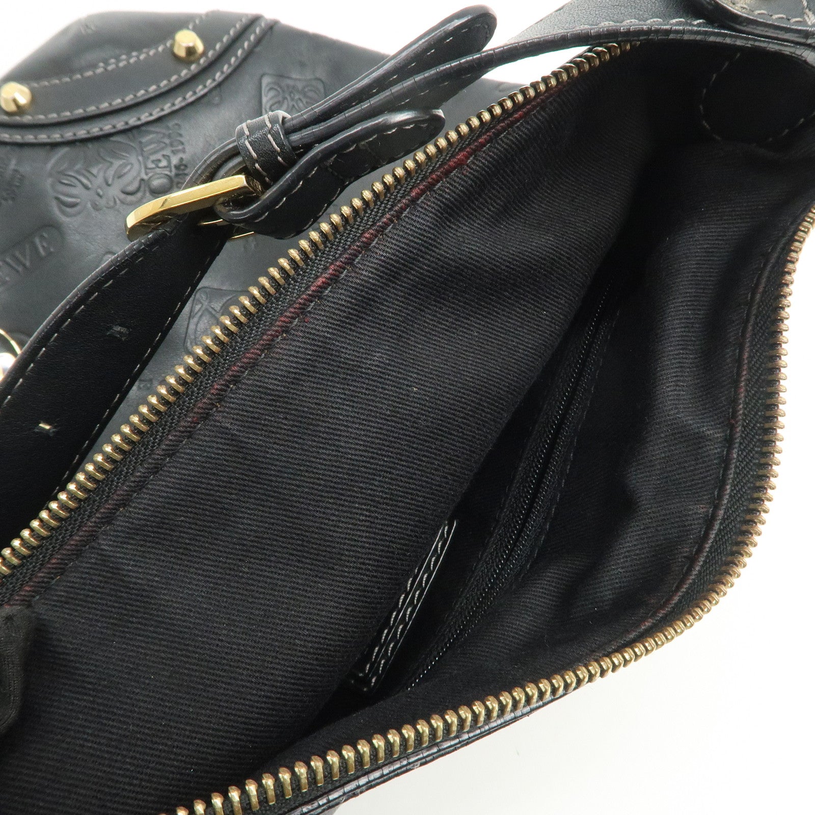 LOEWE 160th Anniversary Leather Shoulder Bag Hand Bag Black Gold