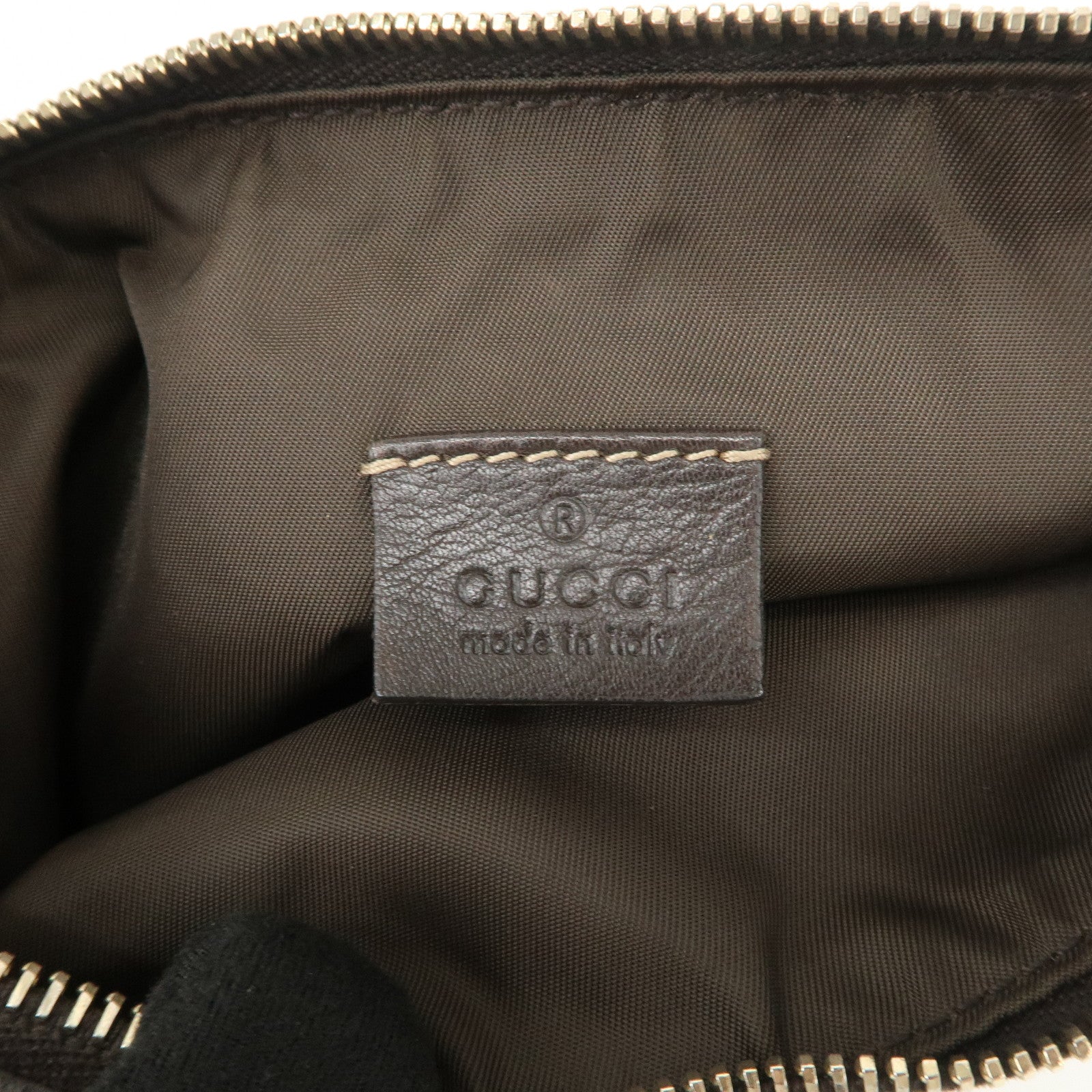 GUCCI Sherry Leather Accessory Poach Hand Bag Brown 224093