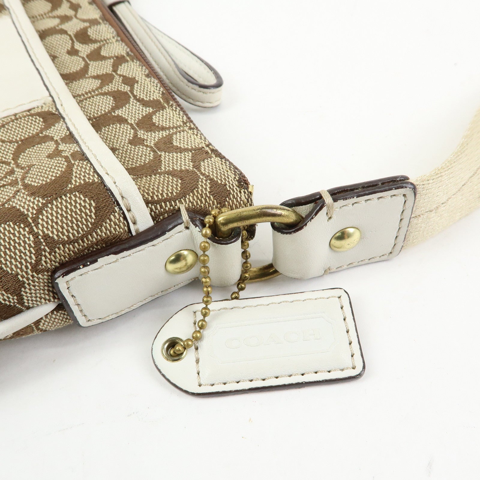 COACH Signature Set of 2 Shoulder Bag Crossbody Bag Brown Ivory