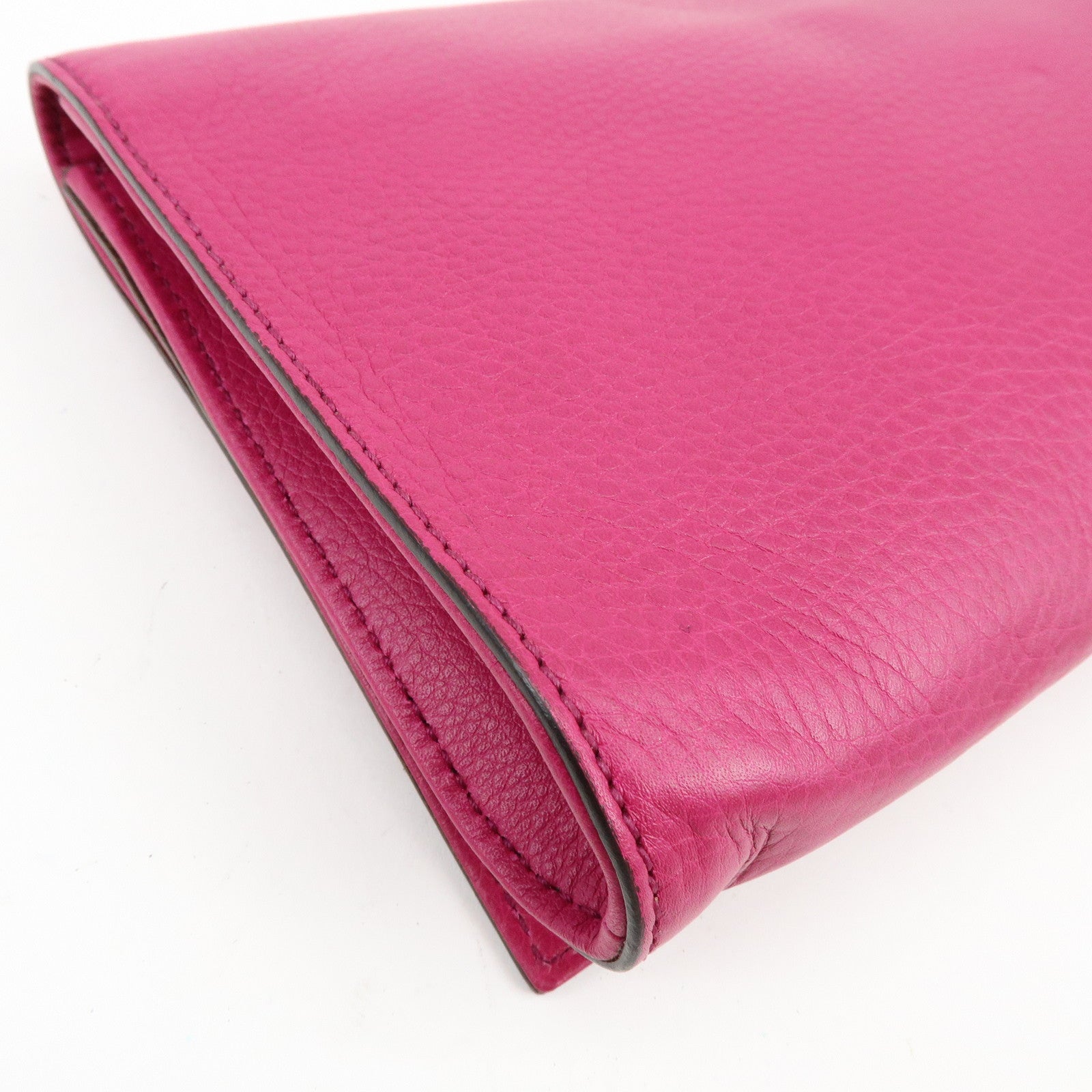 GUCCI SOHO Interlocking G Leather Tassel Clutch Bag Pink 336753