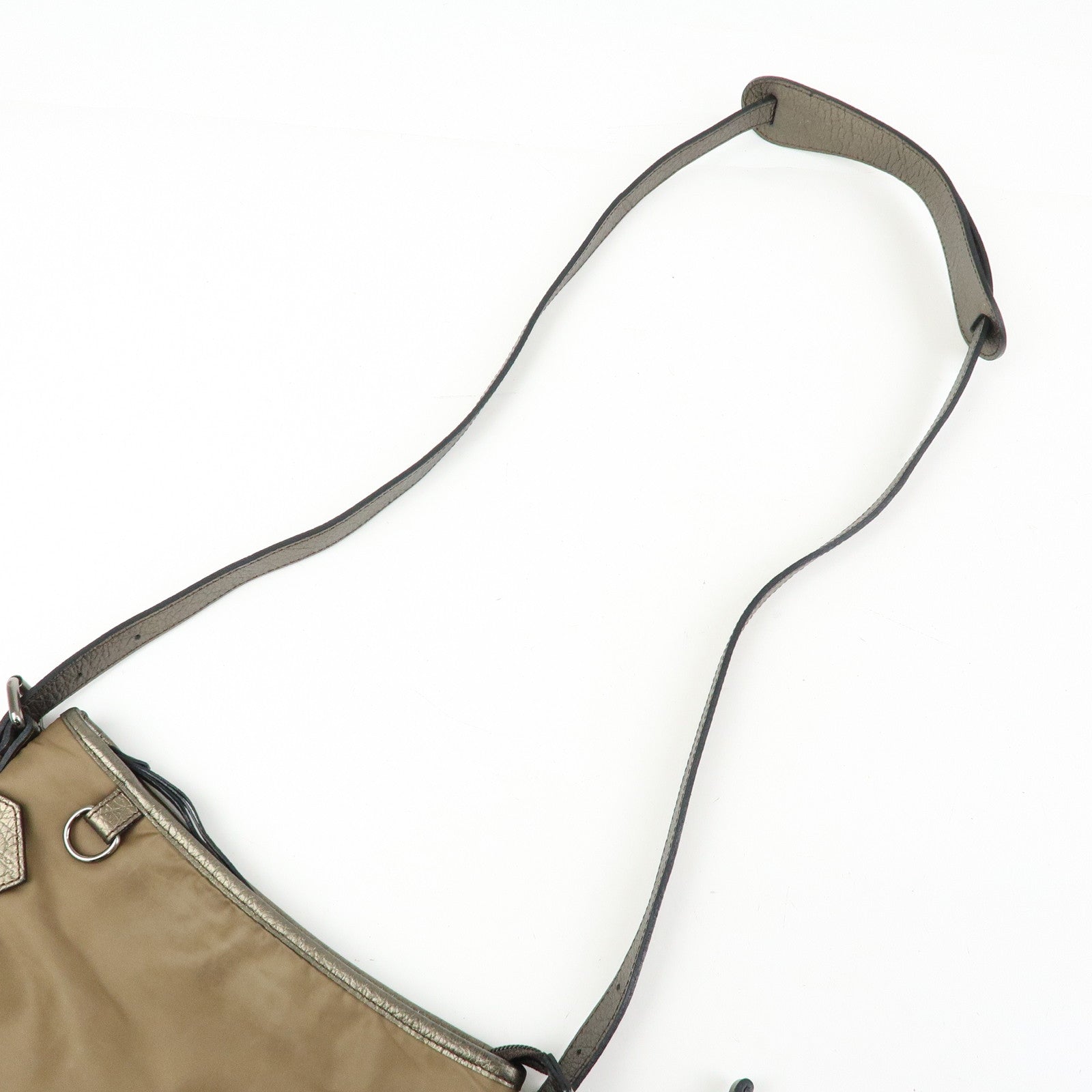 BURBERRY Nylon Leather Shoulder Bag Crossbody Bag Khaki