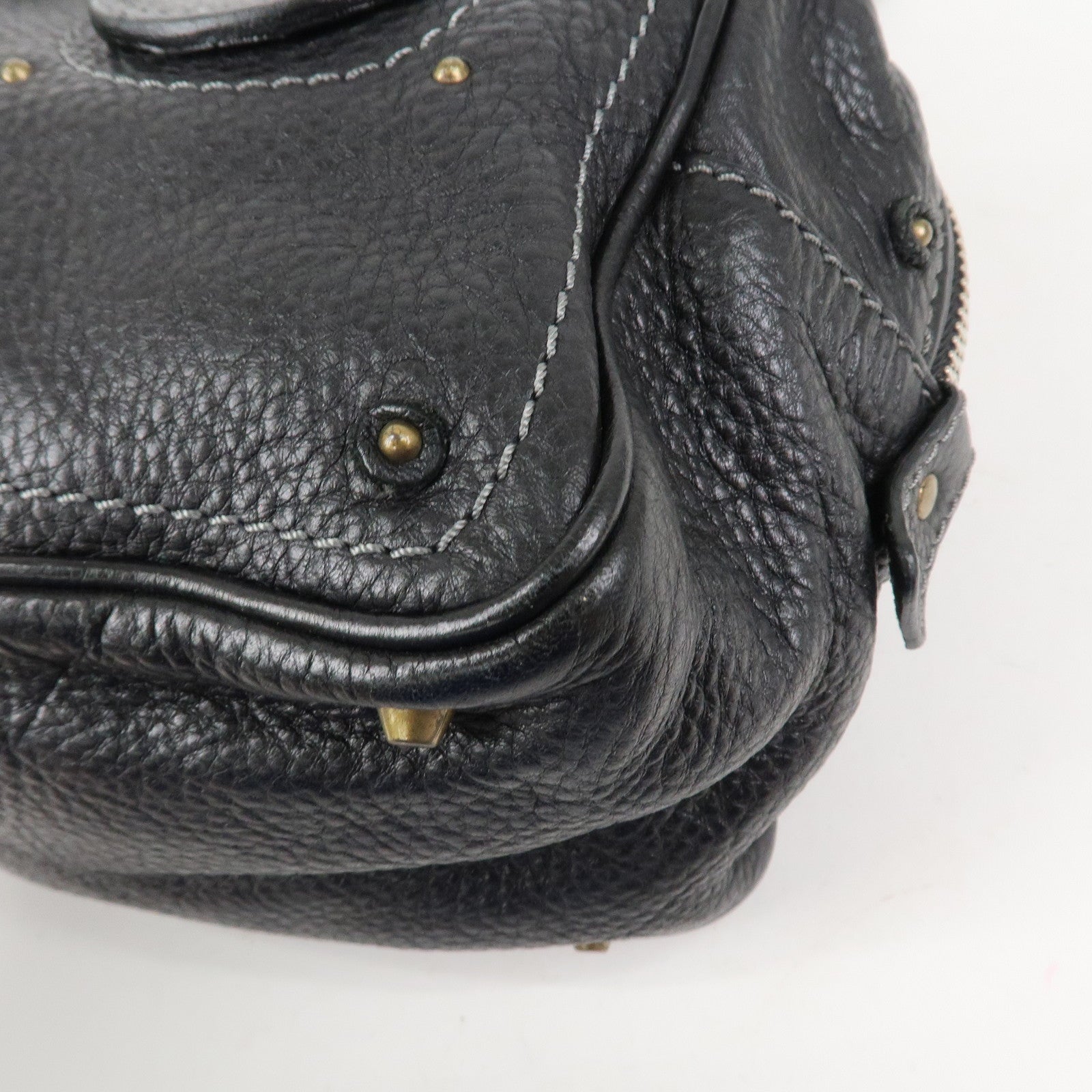 Chloe Paddington Leather Hand Bag Shoulder Bag Boston Bag Black