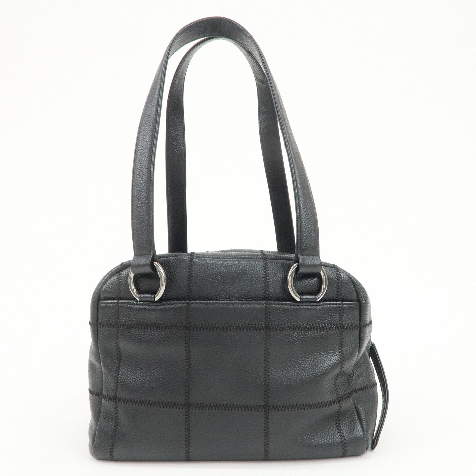 CHANEL Chocolate Bar Caviarskin Shoulder Bag Hand Bag Black