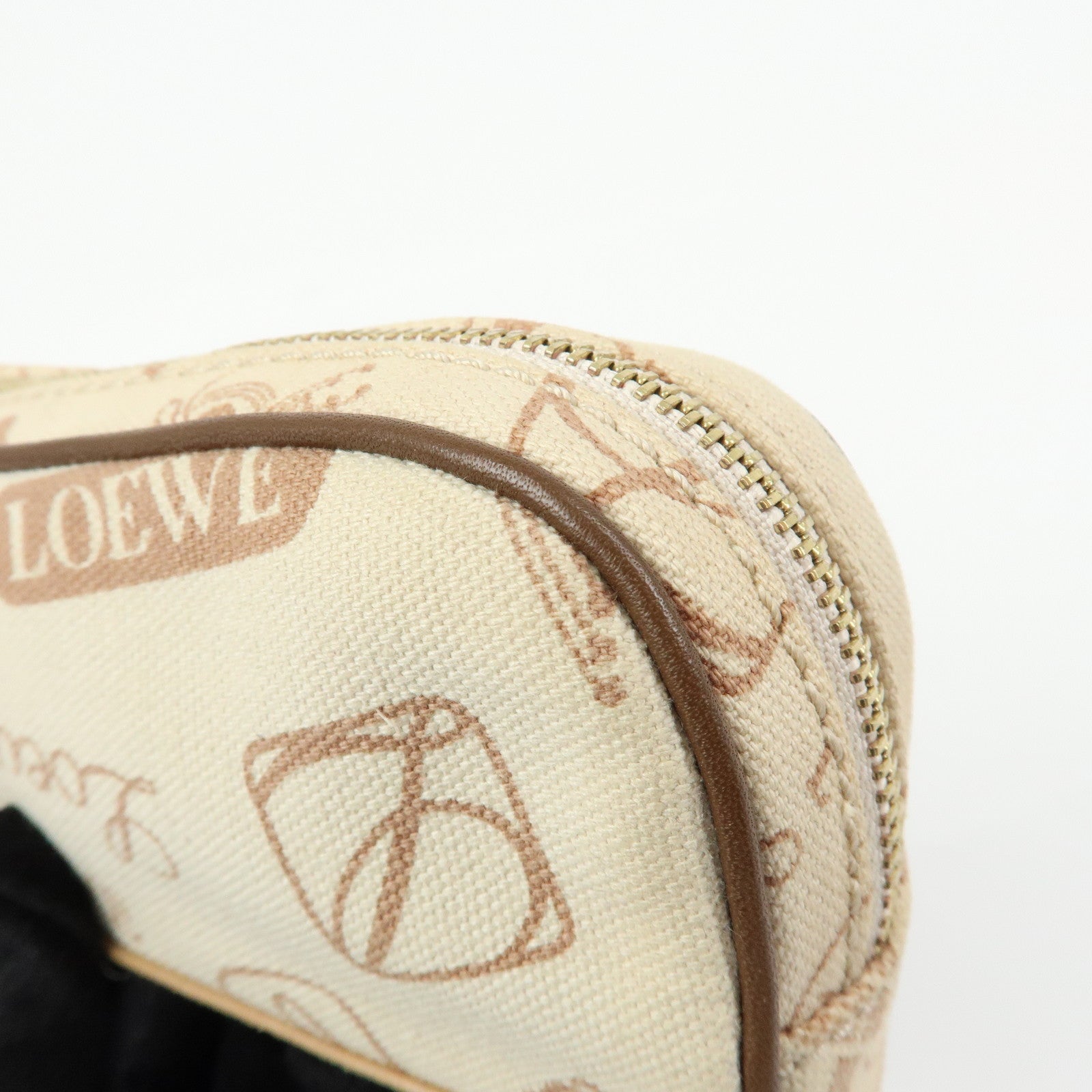 LOEWE Anniversary Canvas Leather Pouch Cosmetic Pouch Ivory Brown