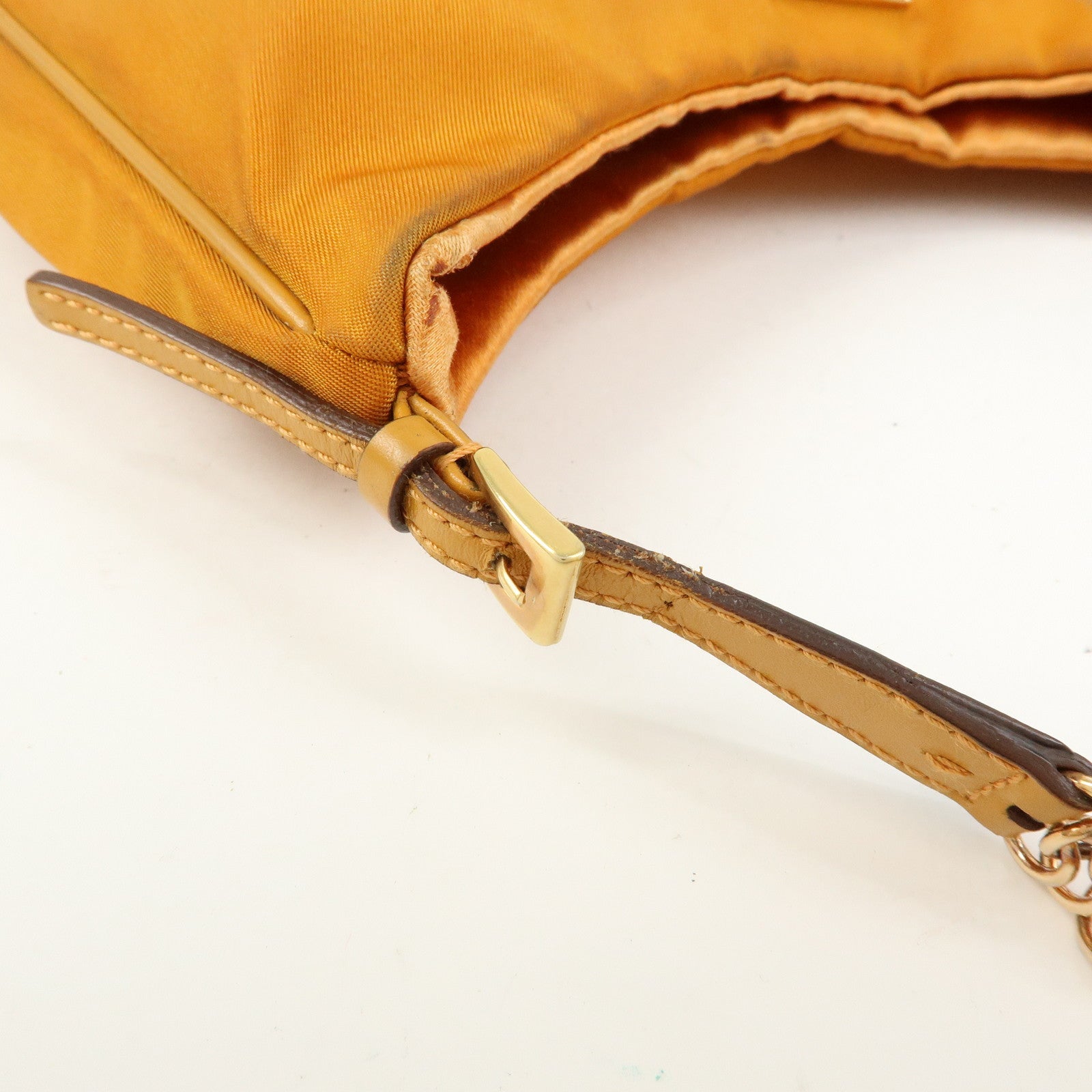 PRADA Triangle Logo Re‑Nylon Leather Hand Bag Shoulder Bag Orange