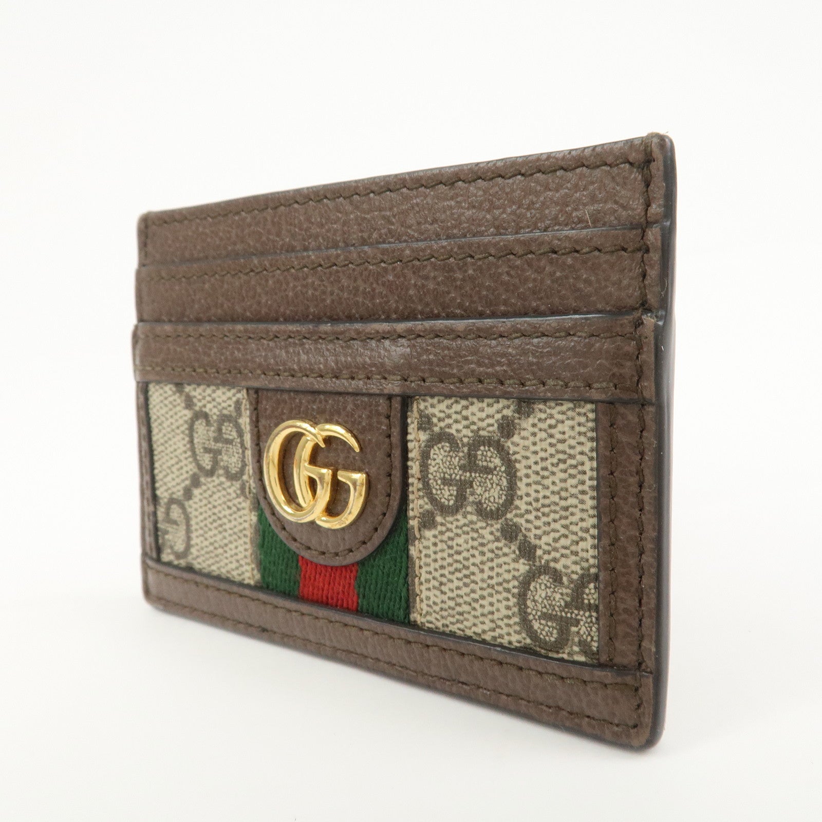 GUCCI Ophidia GG Supreme Leather Card Case Card Holder Brown 523159