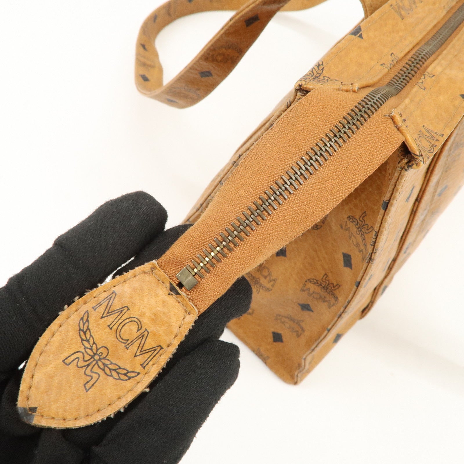 MCM Visetos Leather Shoulder Bag Tote Bag Brown