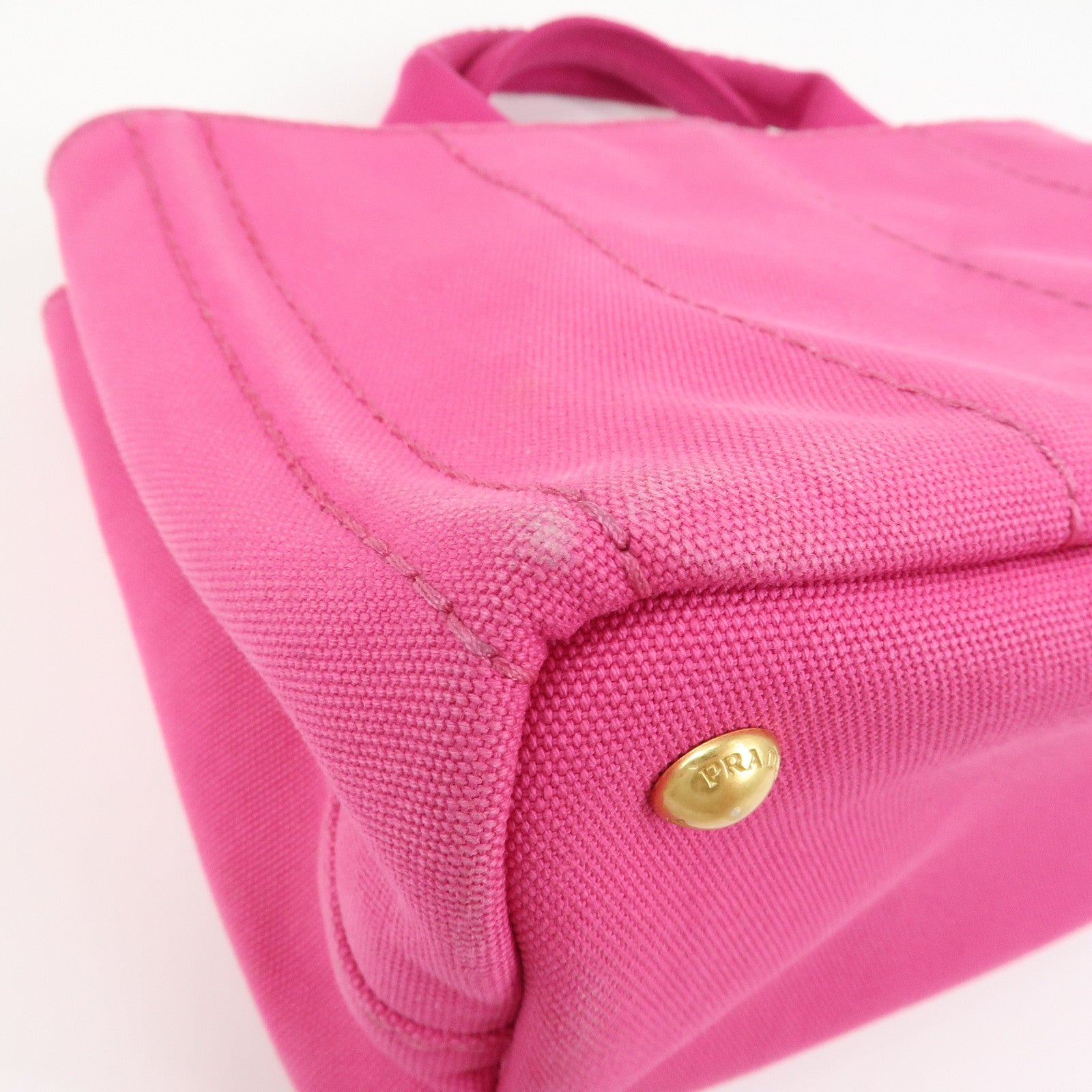 PRADA Logo Canapa Mini Canvas Hand Bag Tote Bag Pink BN2439