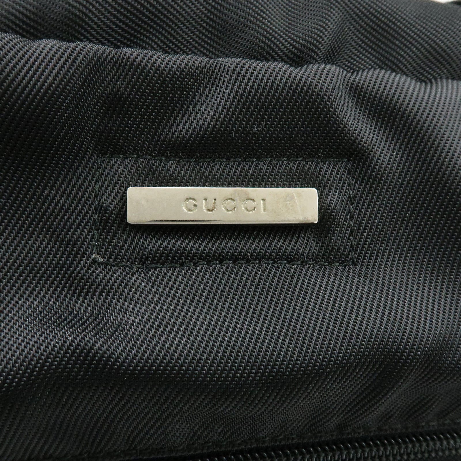 GUCCI Nylon Leather Boston Bag Shoulder Bag Black 012・0389・002058