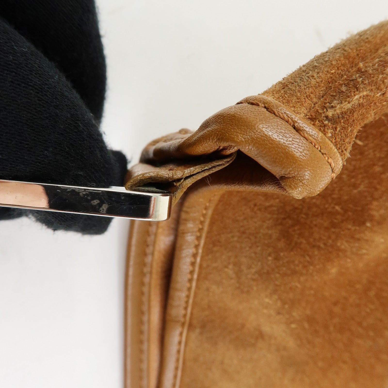LOEWE Anagram Suede Leather Shoulder Crossbody Bag Brown Authentic Used F/S