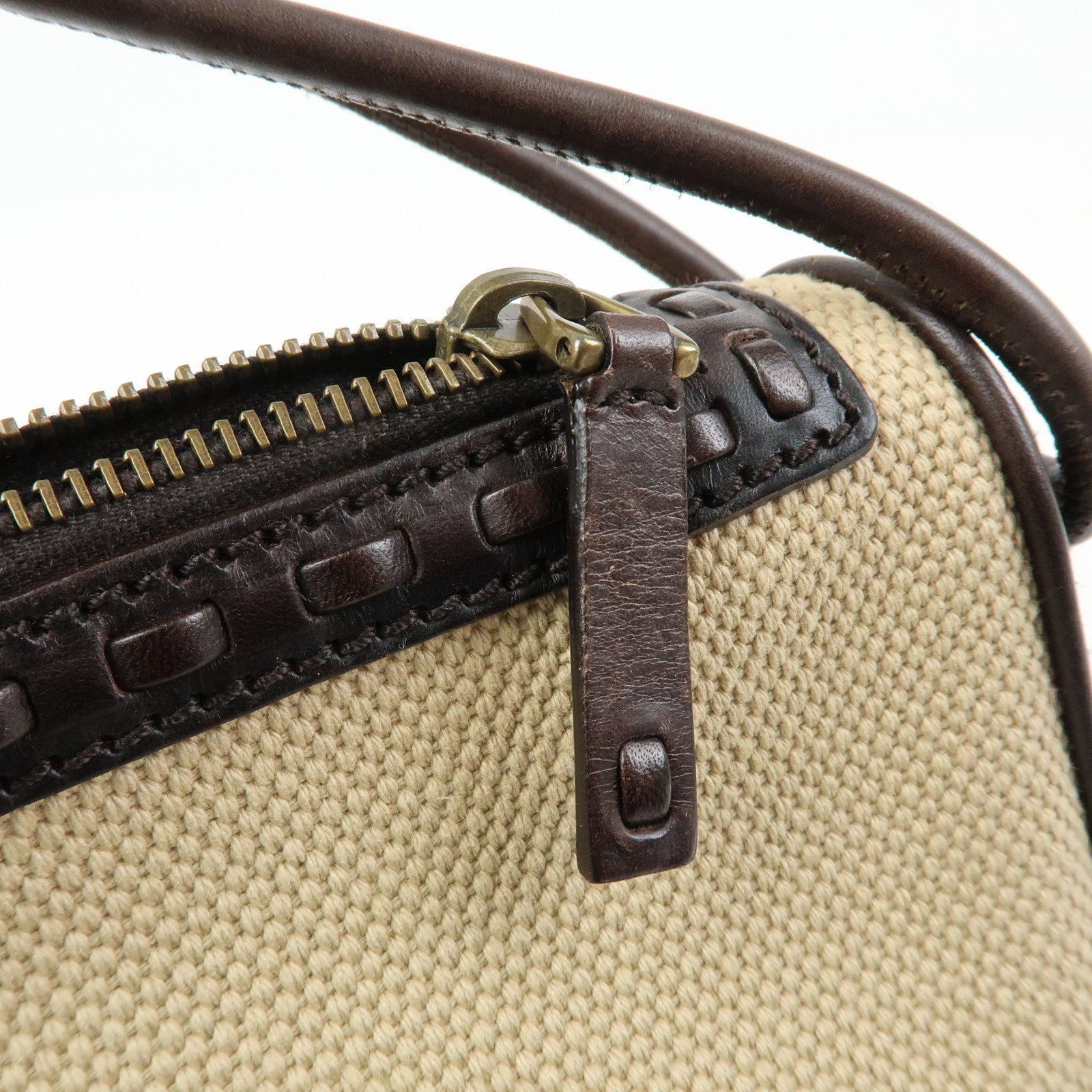 GUCCI Canvas Leather Shoulder Bag Hand Bag Beige Brown 106383