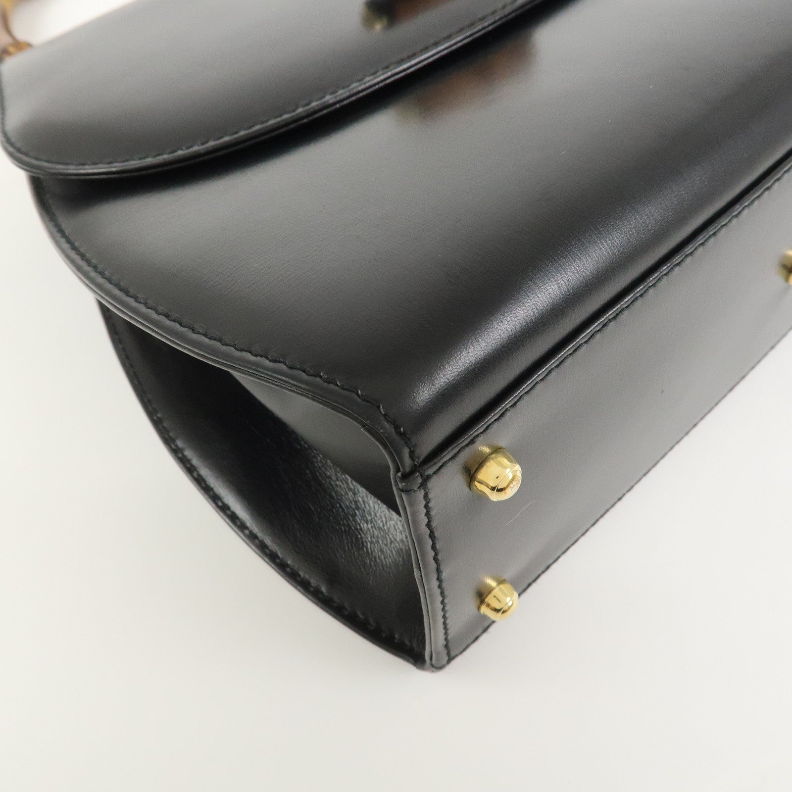 GUCCI Bamboo Leather 2Way Bag Hand Bag Shoulder Bag 000・46・0266