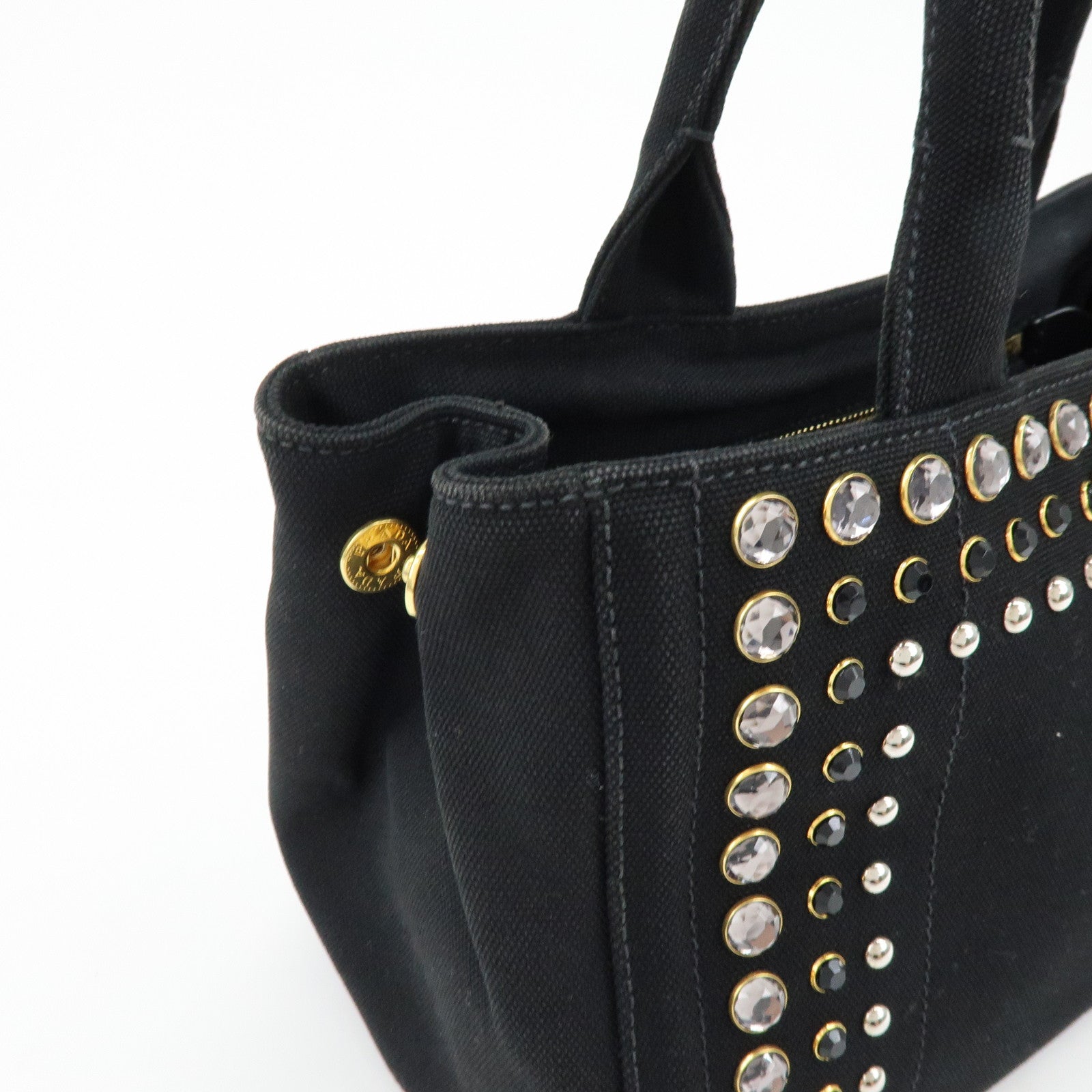 PRADA Canapa Mini Canvas 2Way Bag Hand Bag Black 1BG439