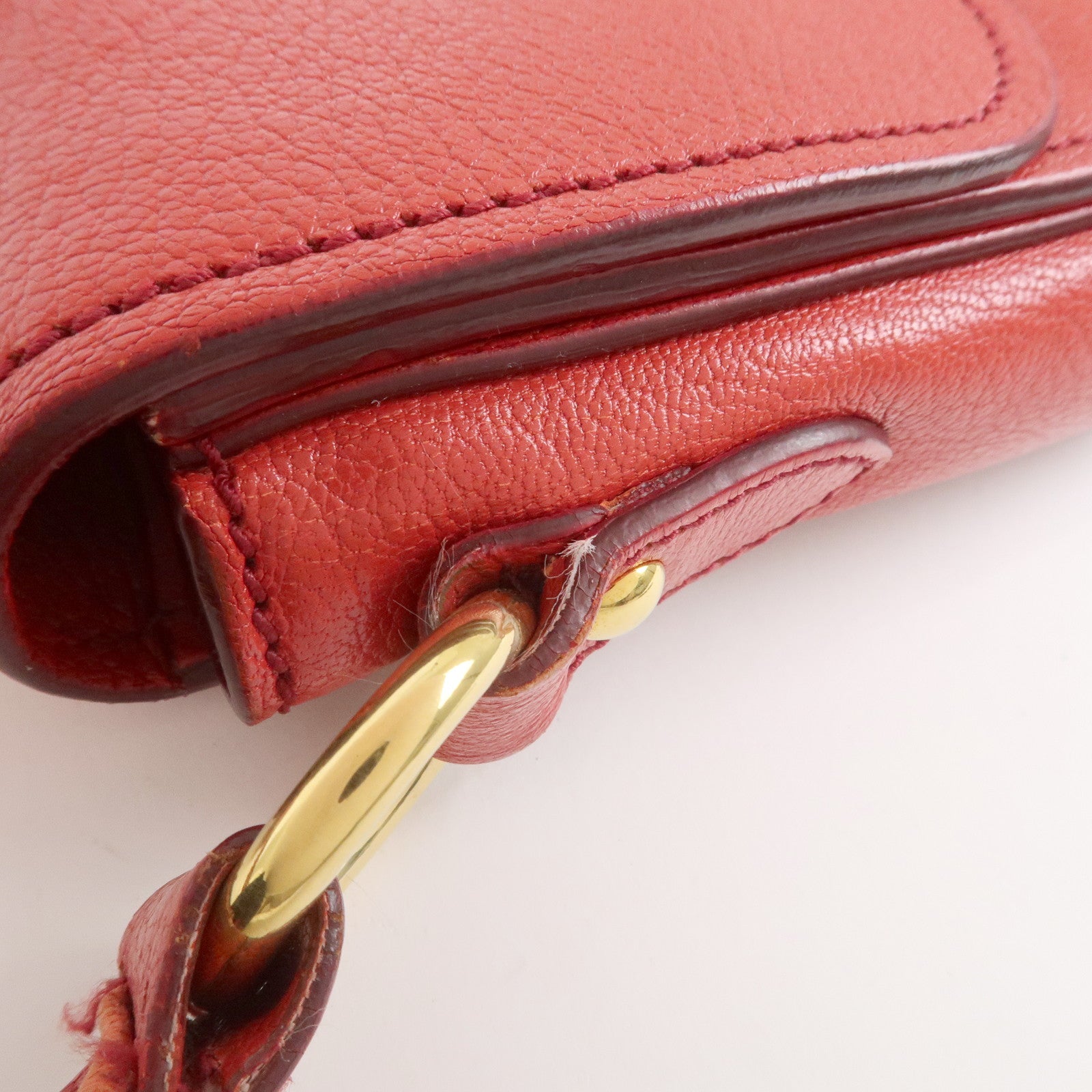 MIU MIU Madras Leather 2Way Bag Hand Bag Shoulder Bag Red RTC460