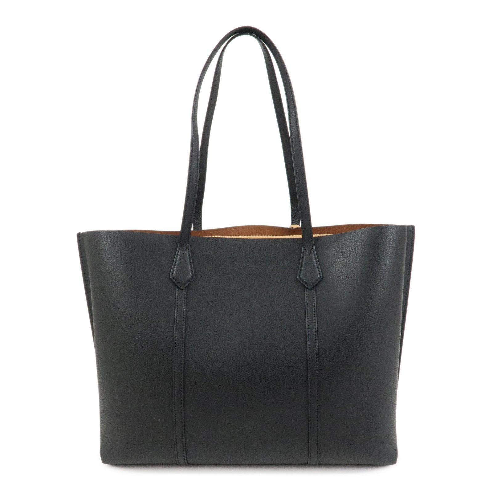 TORY BURCH Perry Leather Tote Bag Hand Bag Black