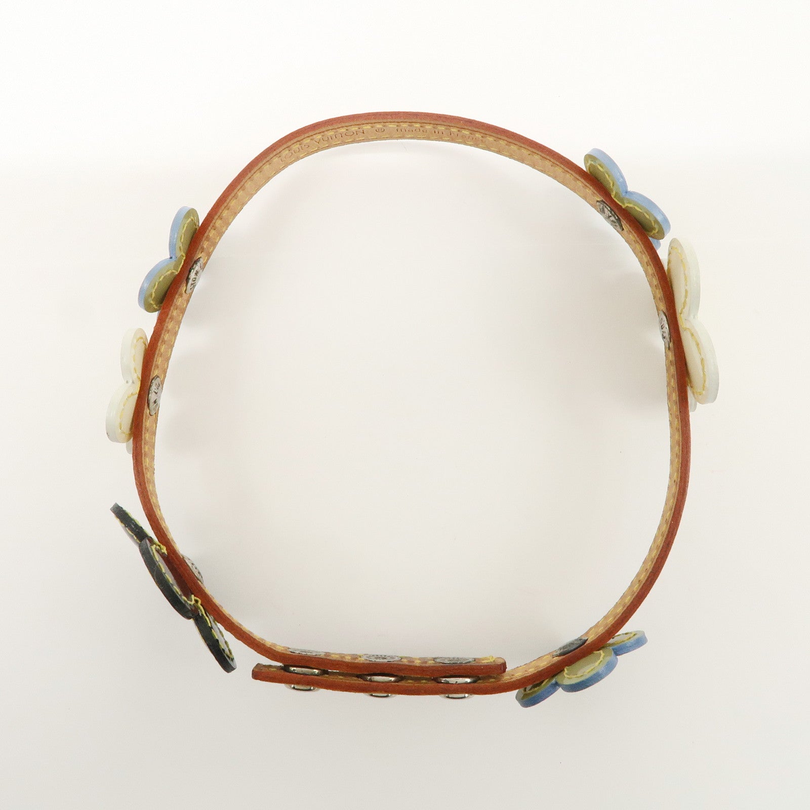 Louis Vuitton Nume Leather Vernis Lethear Flower Lexington Choker Bracelet Natural M92252