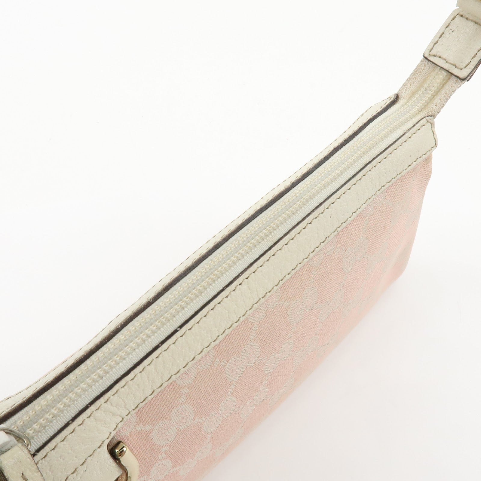 Gucci Abbey GG Canvas Leather Accessory Pouch Hand Bag Pink 145750