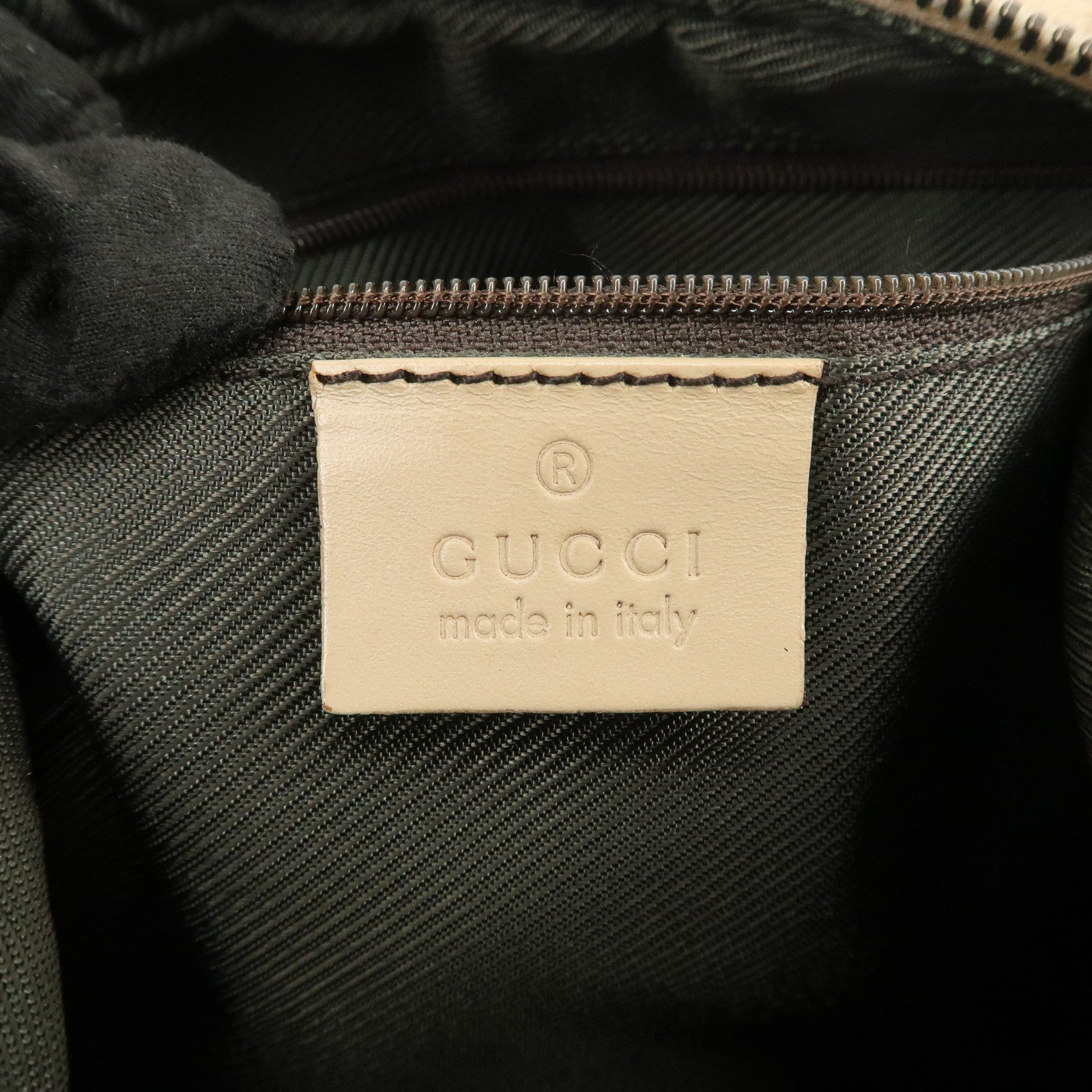 GUCCI GG Canvas Leather Shoulder Bag Hand Bag Beige Silver