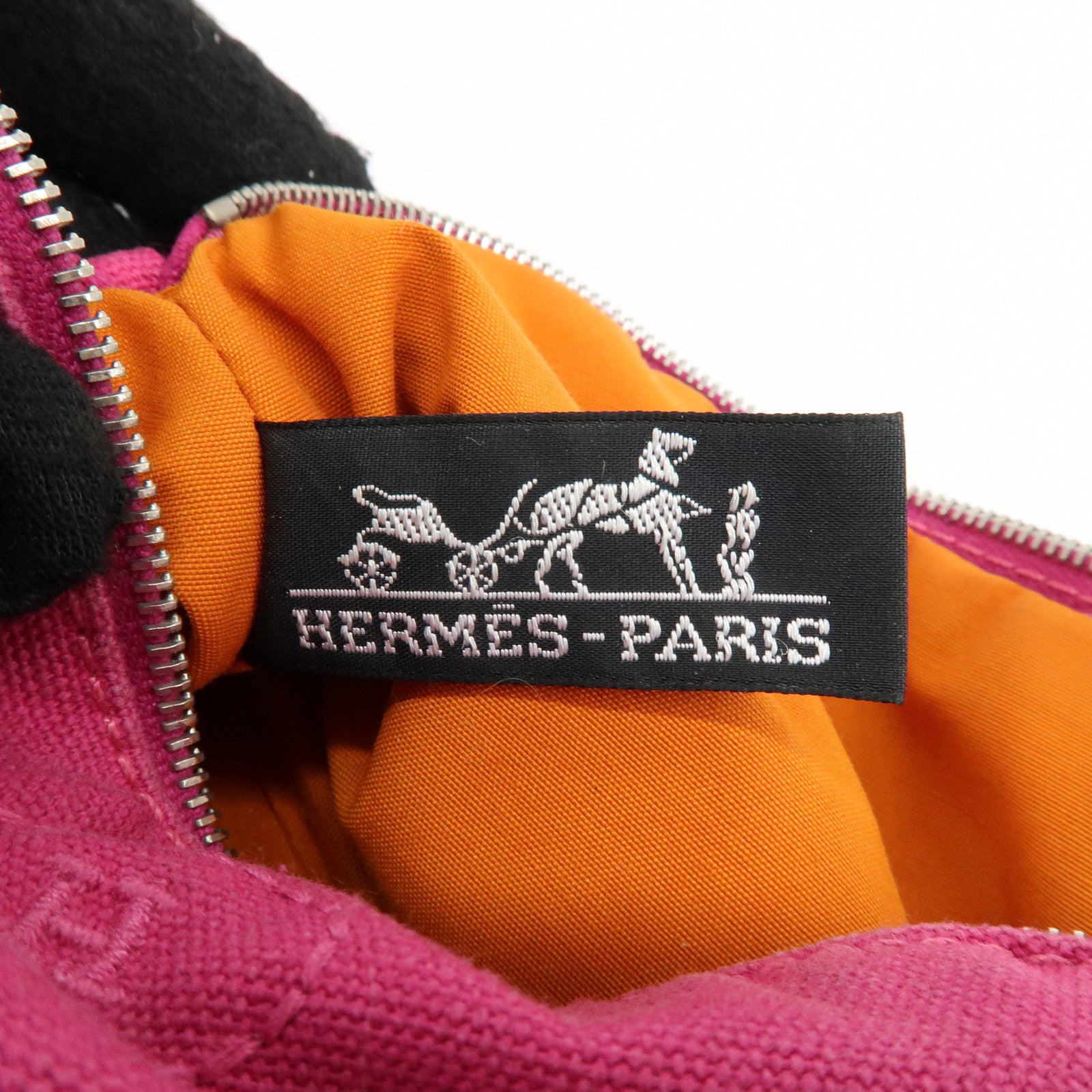 HERMES Bolide Set of 2 Canvas Leather Cosmetic Pouch Pink Red