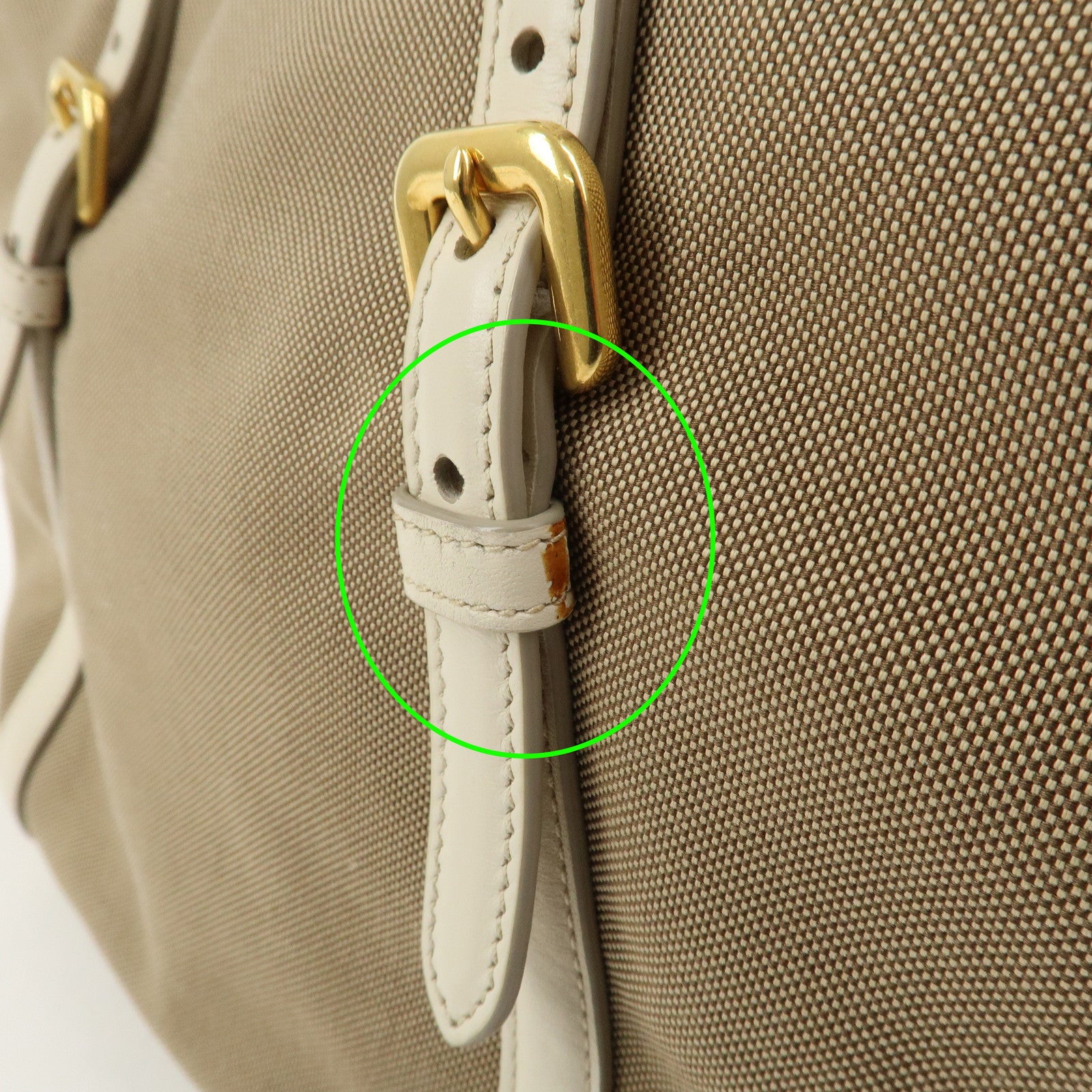 PRADA Logo Jaquard Leather 2Way Hand Bag Shoulder Bag Beige White