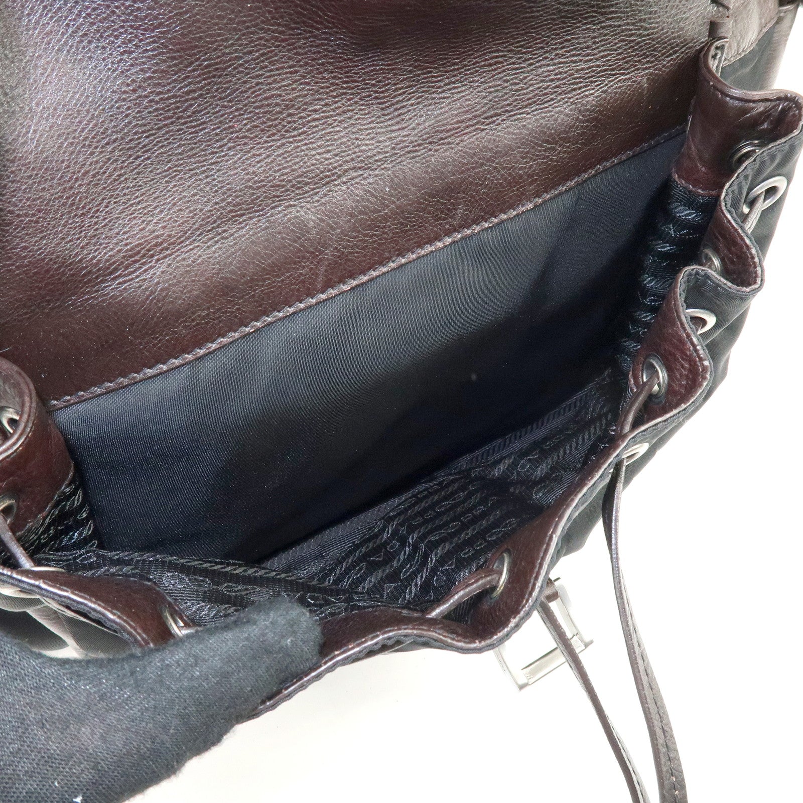PRADA Nylon Leather 2Way Bag Hand Bag Shoulder Bag Brown