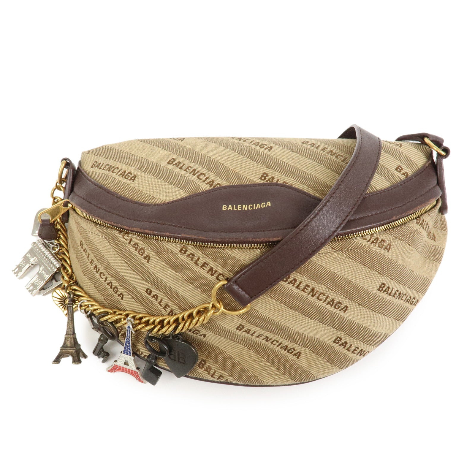 BALENCIAGA Leather Souvenir XS Body Bag Crossbody Bag Brown 518163