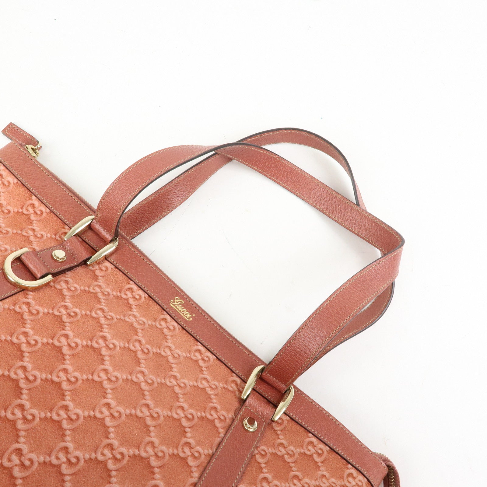 GUCCI Abbey Suede Leather Tote Bag Hand Bag Pink 141470