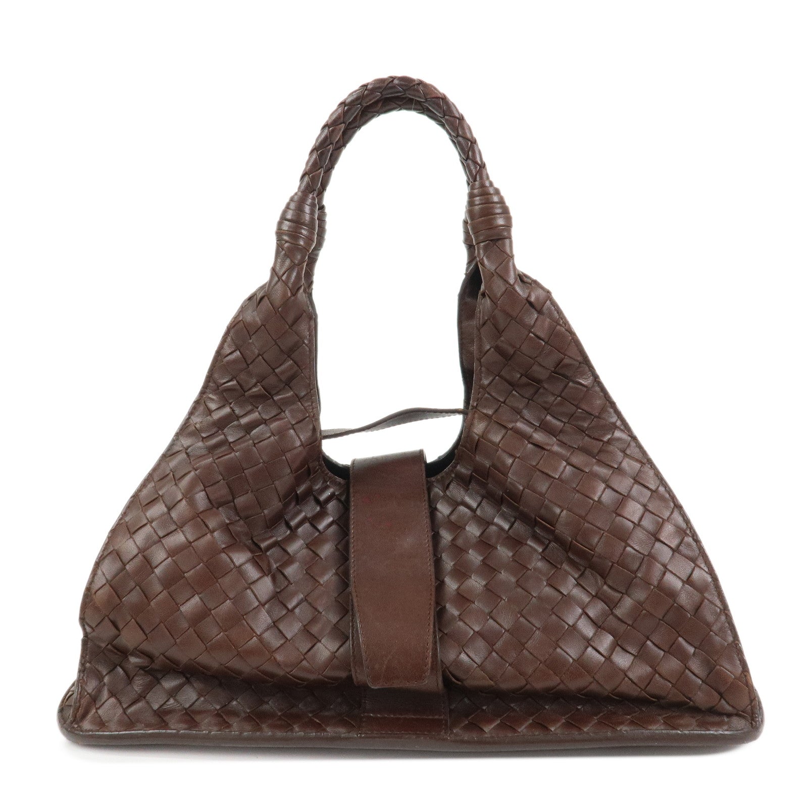 BOTTEGA VENETA Intrecciato Leather Hand Bag Brown