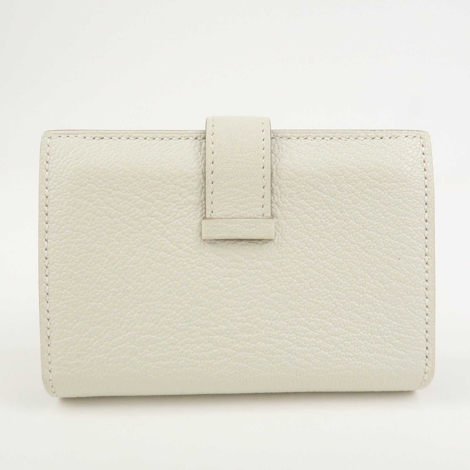 HERMES Bearn Chevre B Stamped Card Case Card Holder Craie