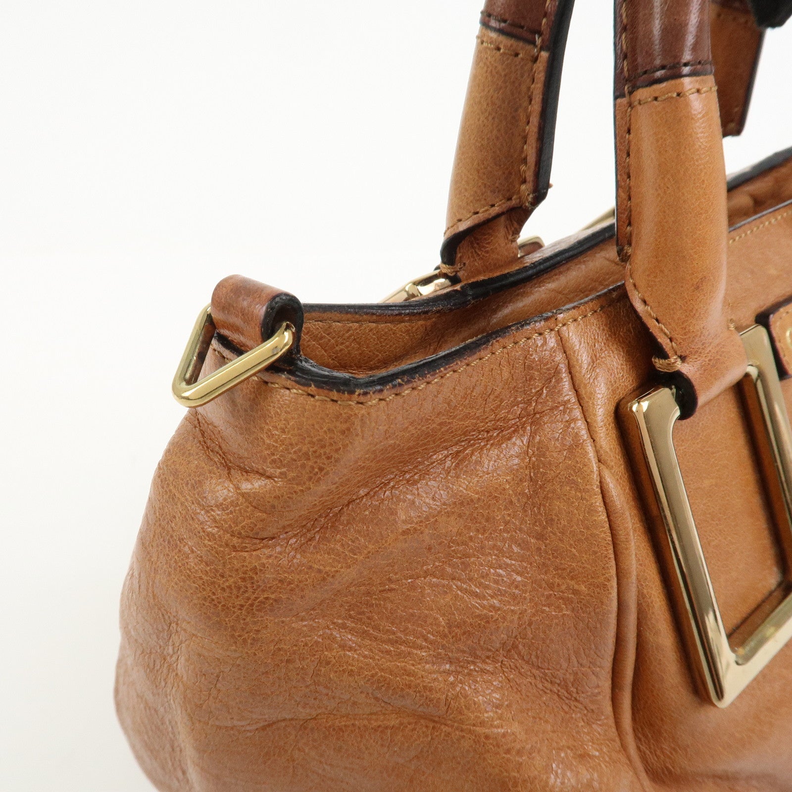 Chloe Ethel Leather 2Way Bag Hand Bag Shoulder Bag Brown