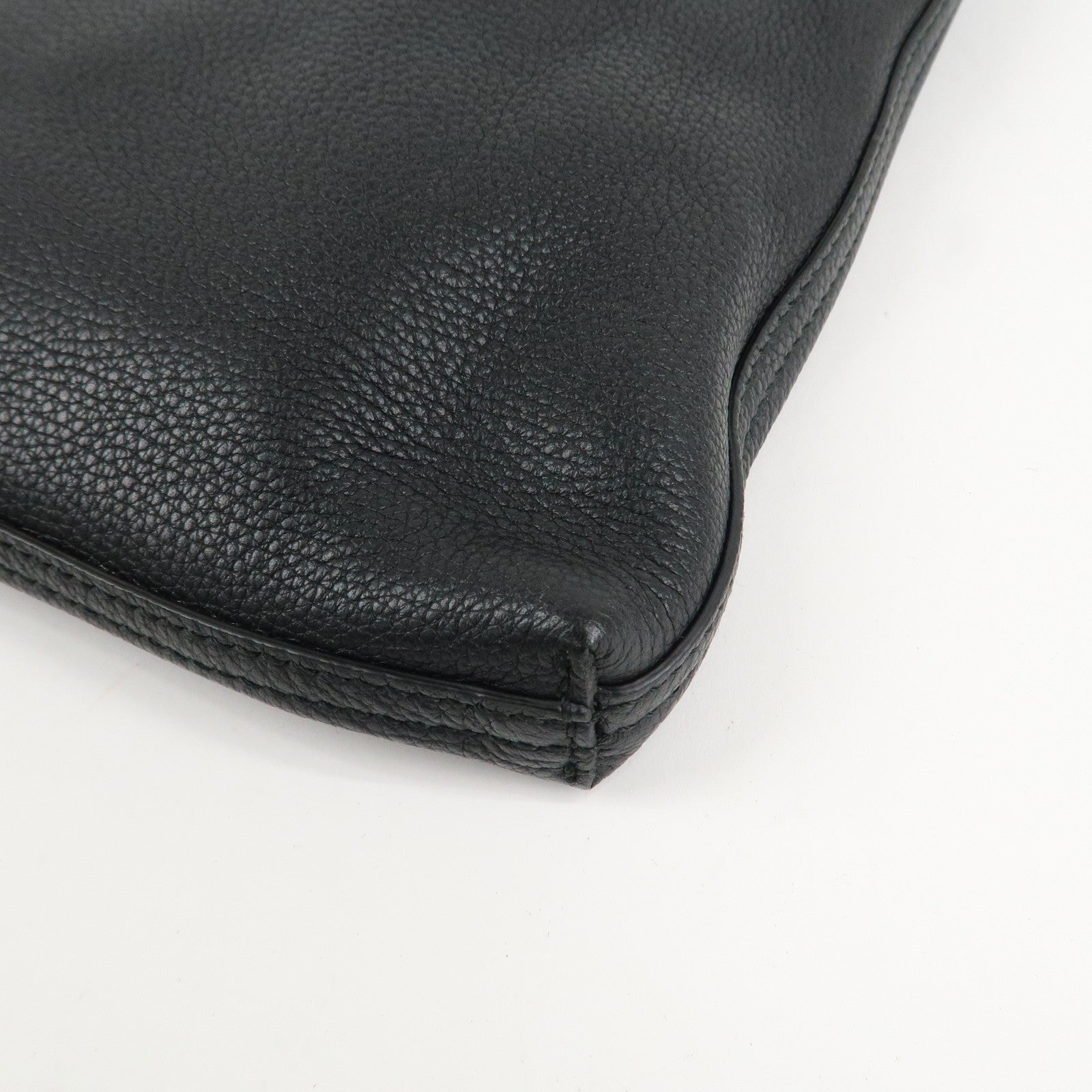 GUCCI Logo Print Leather Portfolio Clutch Bag Black 500984 Used