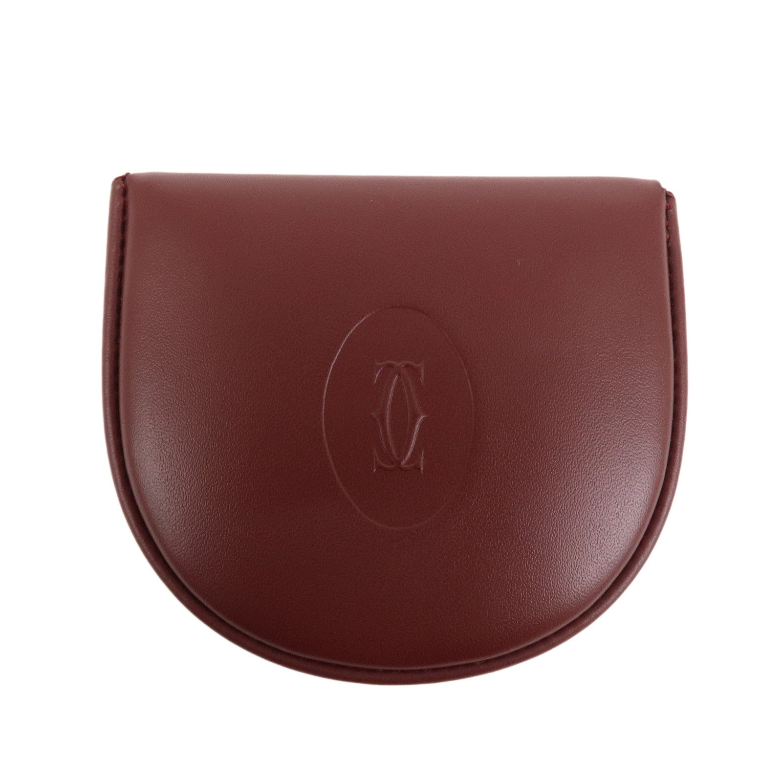 Cartier Must Line Logo Leather Coin Case Coin Purse Bordeaux