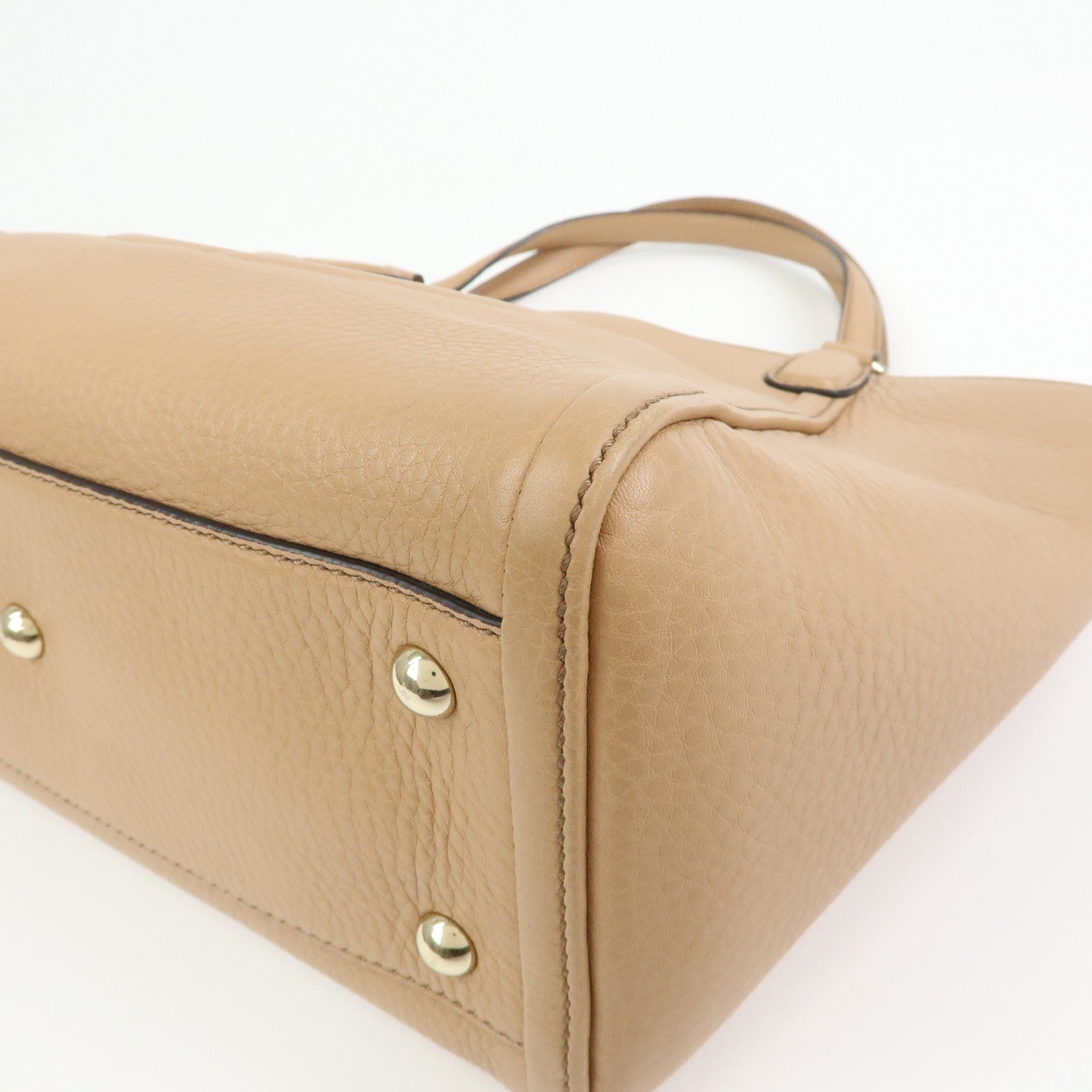 GUCCI SOHO Interlocking G Leather 2Way Hand Bag Beige 369176