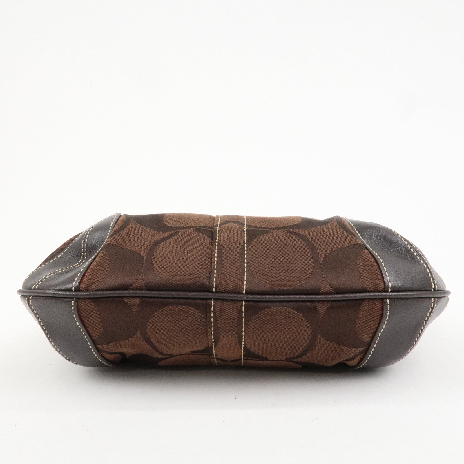 COACH Set Of 2 Canvas Leather Shoulder Bag Hand Bag Brown Beige