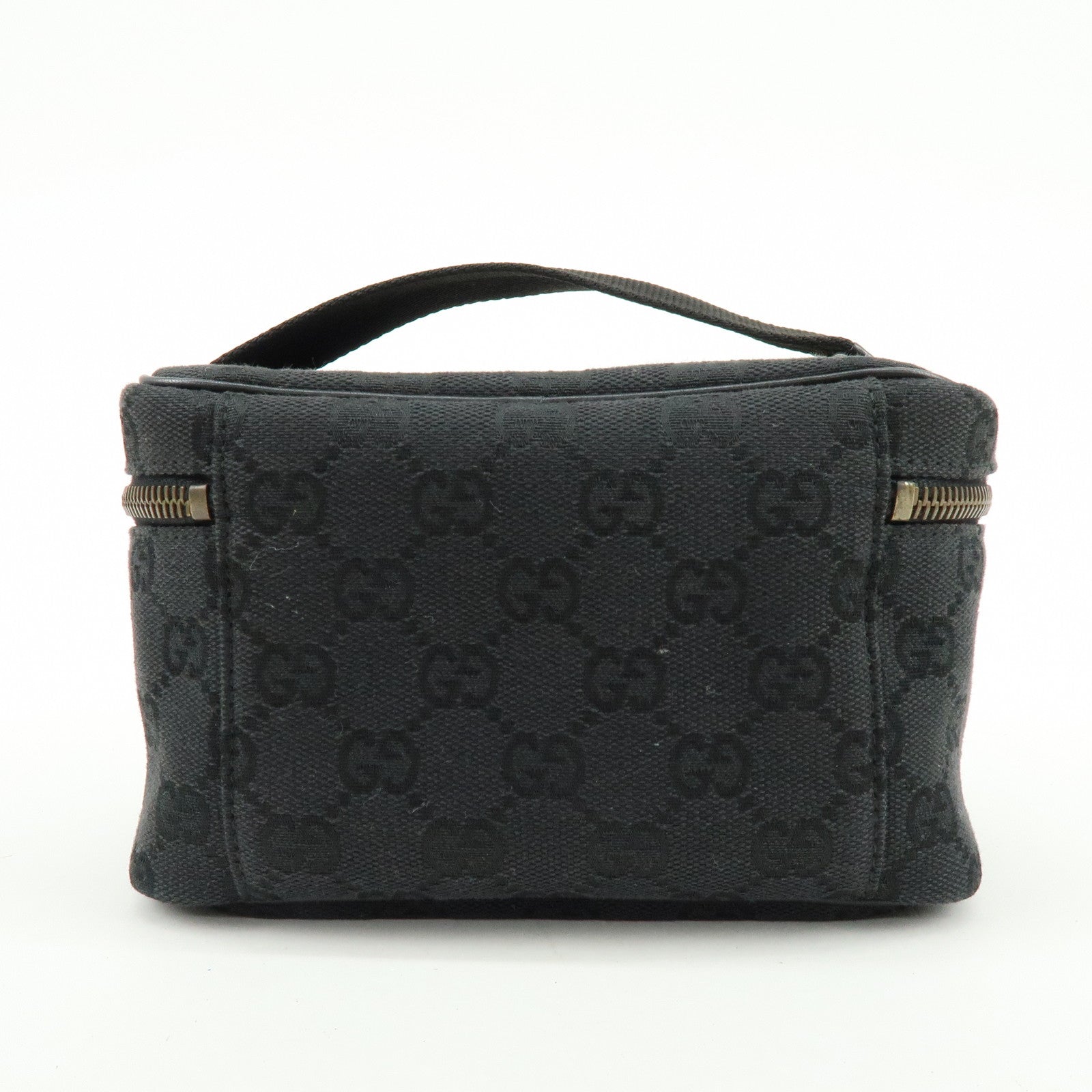 GUCCI GG Canvas Leather Vanity Case Cosmetic Pouch Black 106646