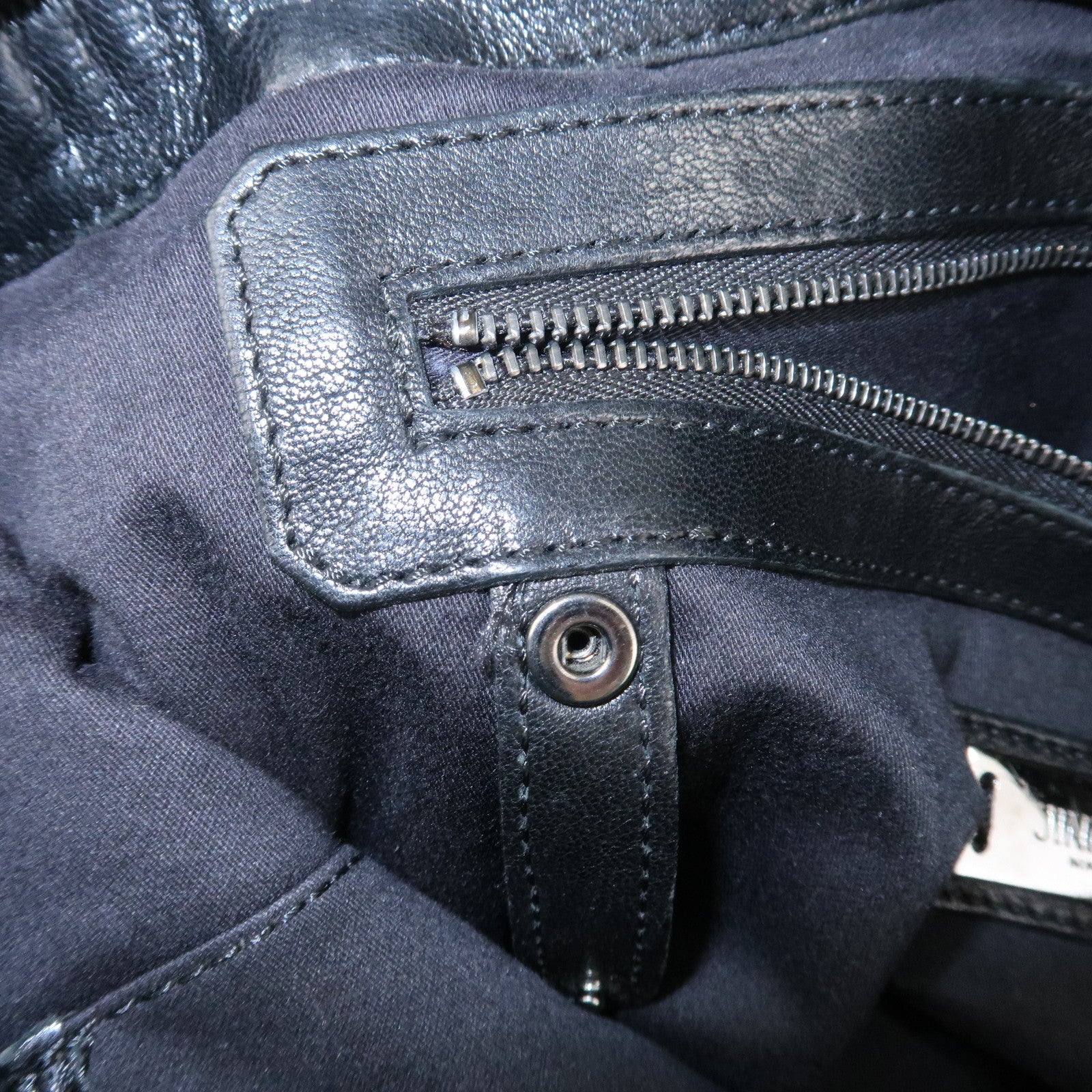 JIMMY CHOO Leather Studs Clutch Bag Black Silver HDW Used