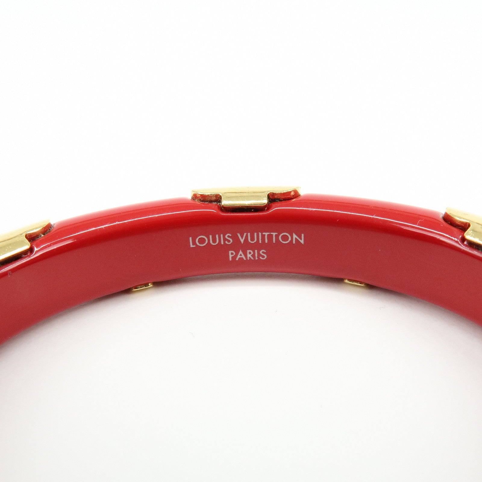 Louis Vuitton Monogram Ceramic Metal Bracelet Bangle Red Gold