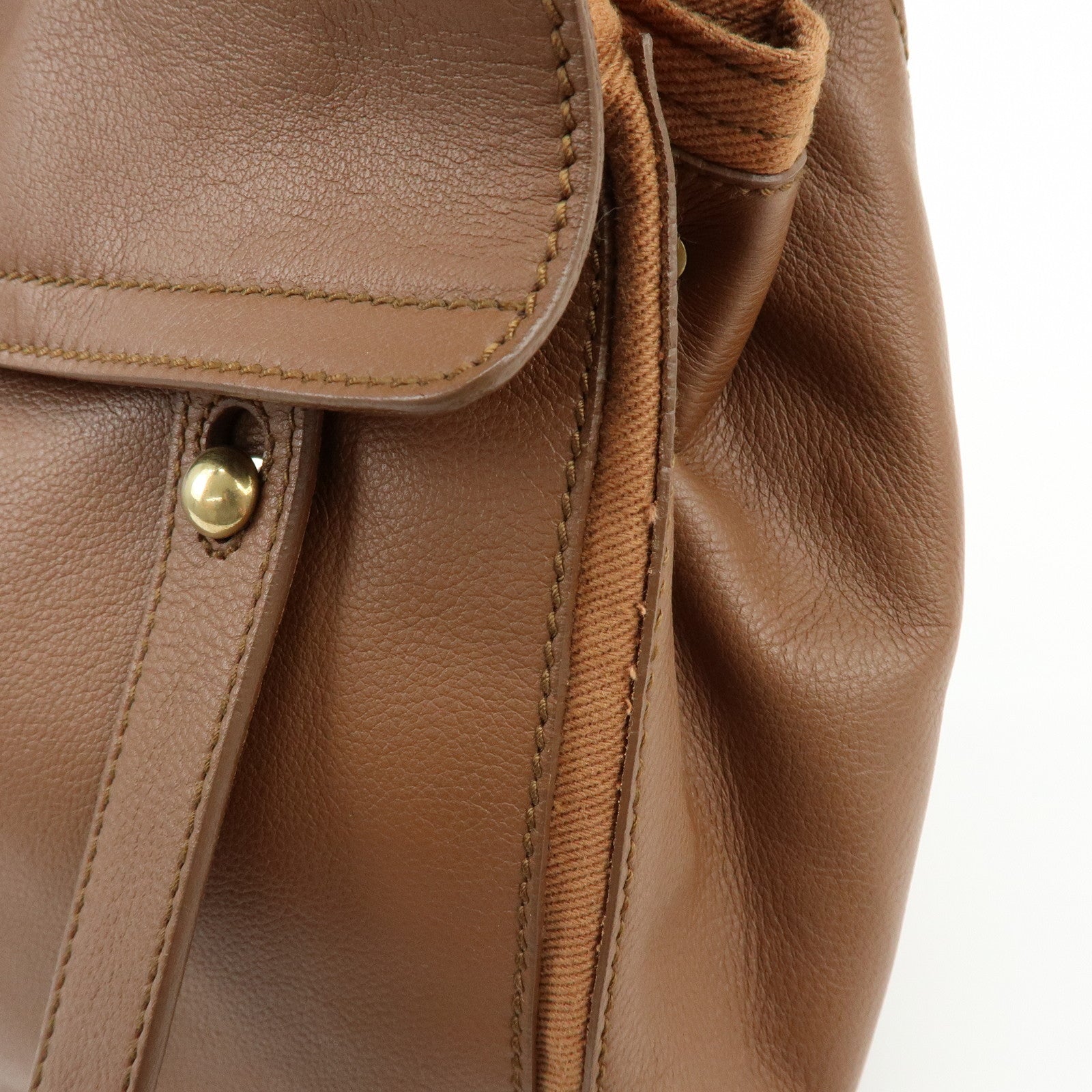 SAINT LAURENT PARIS Muse Two Leather Canvas Hand Bag Brown 229630