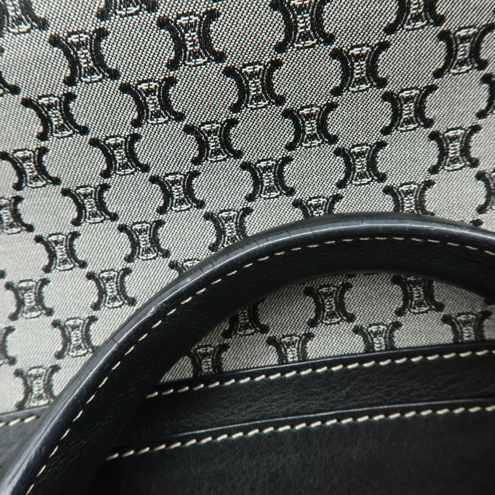 CELINE Macadam Canvas Leather Boogie Bag Hand Bag Navy