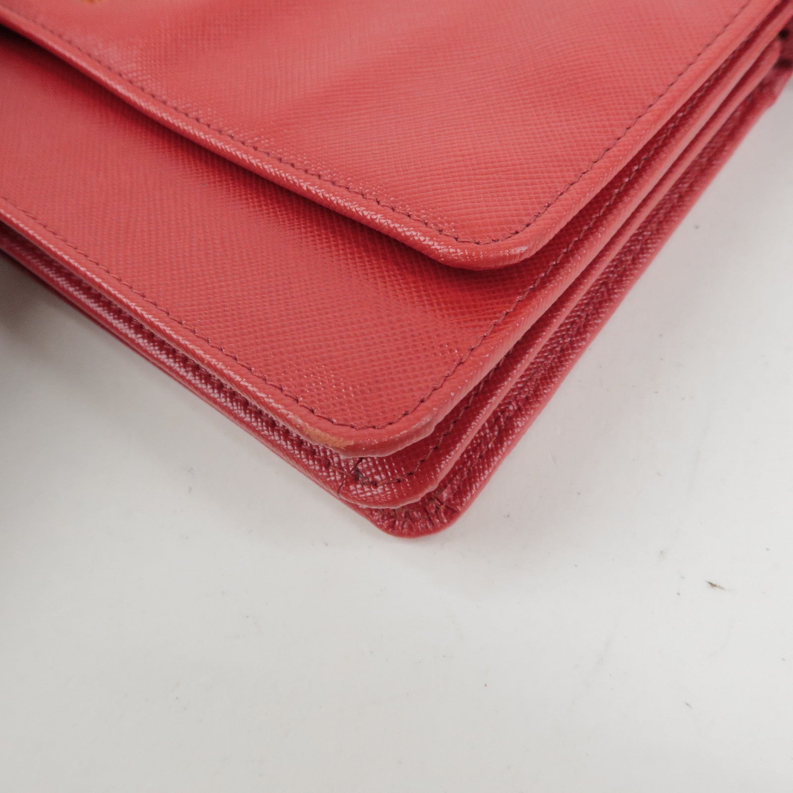 PRADA Saffiano Leather Shoulder Bag Crossbody Bag Red 1M1361