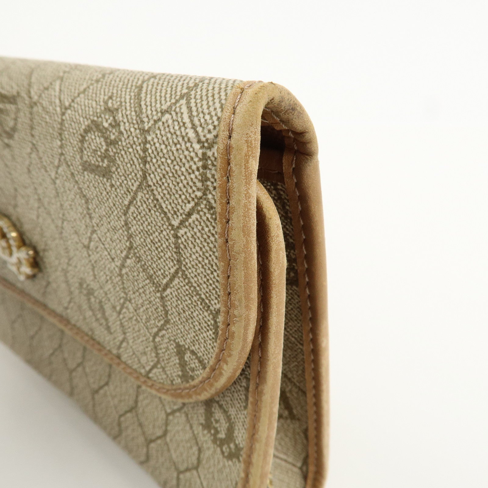Christian Dior Honeycomb PVC Leather Chain Shoulder Bag Beige
