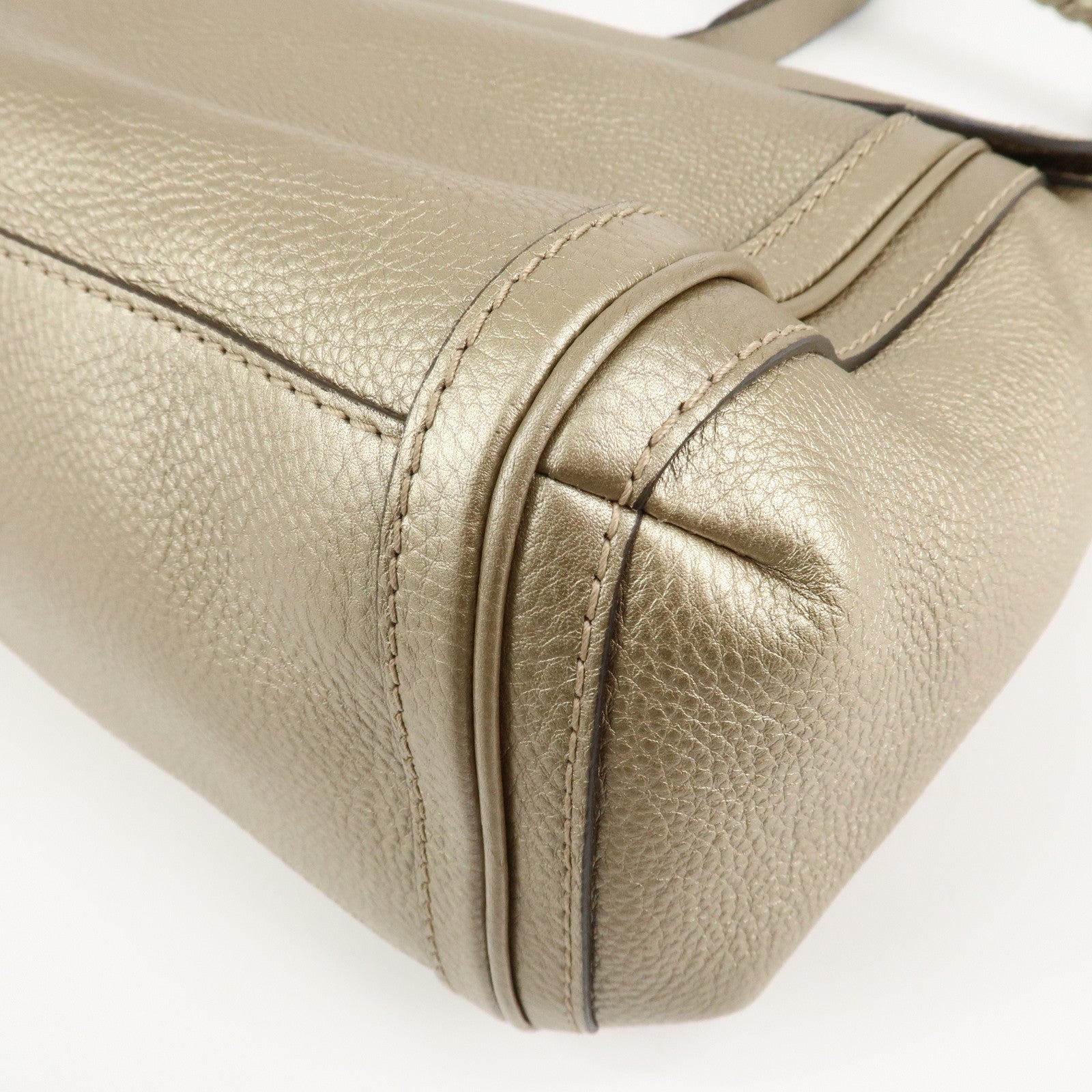 GUCCI Bamboo Leather Bella 2Way Shoulder Bag Hand Bag Gold 282301